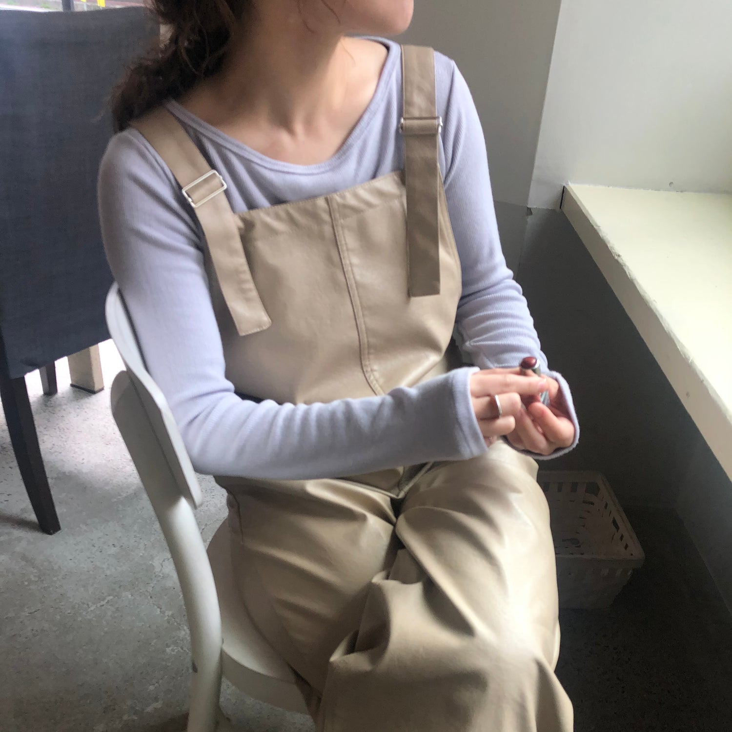 eco leather salopette / beige