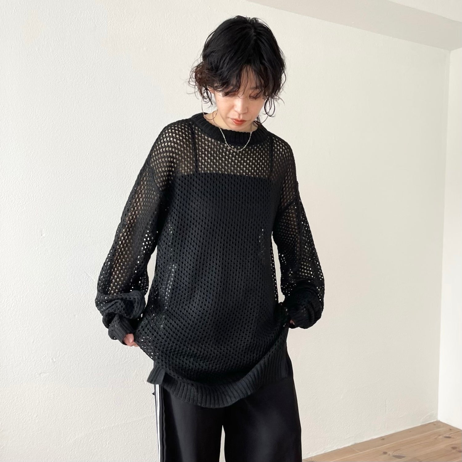 super loose mesh knit / black