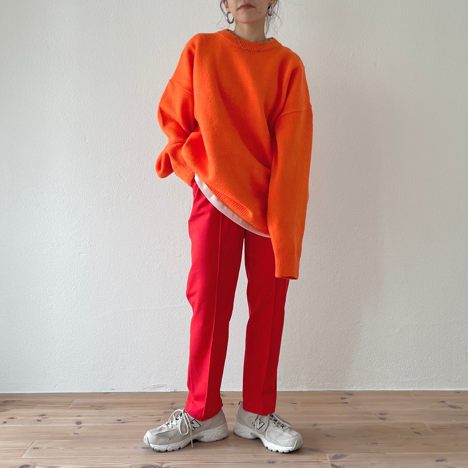 center line relax sweat pants / red