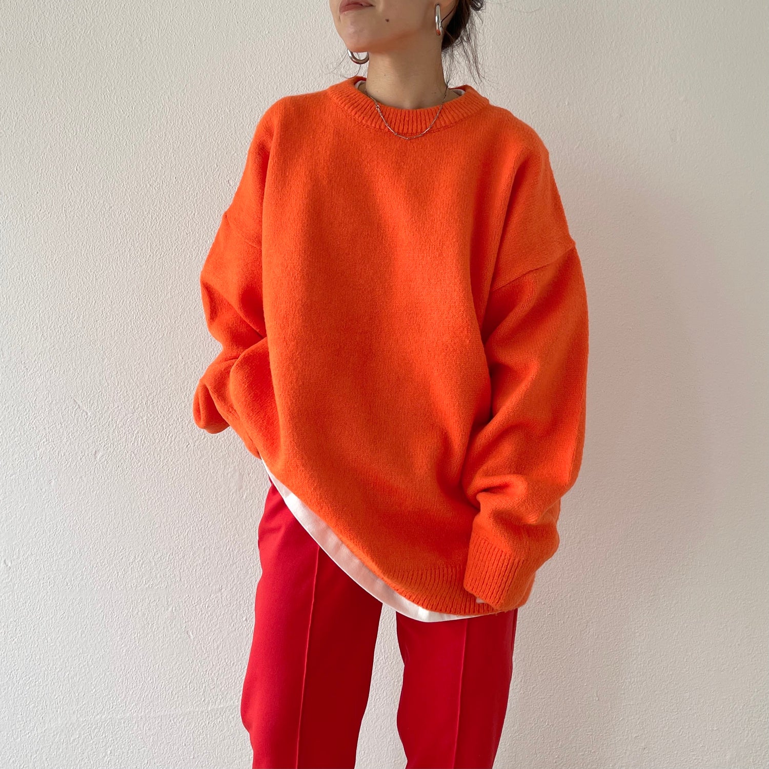 over size loose knit / orange