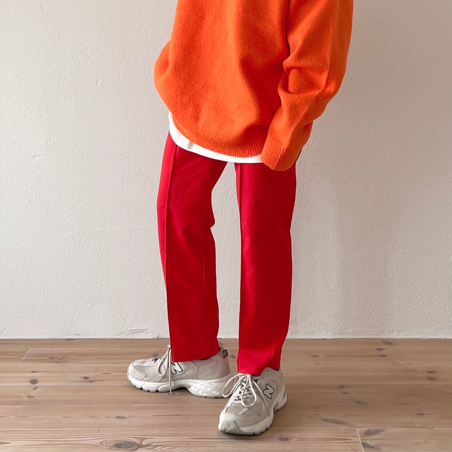 center line relax sweat pants / red