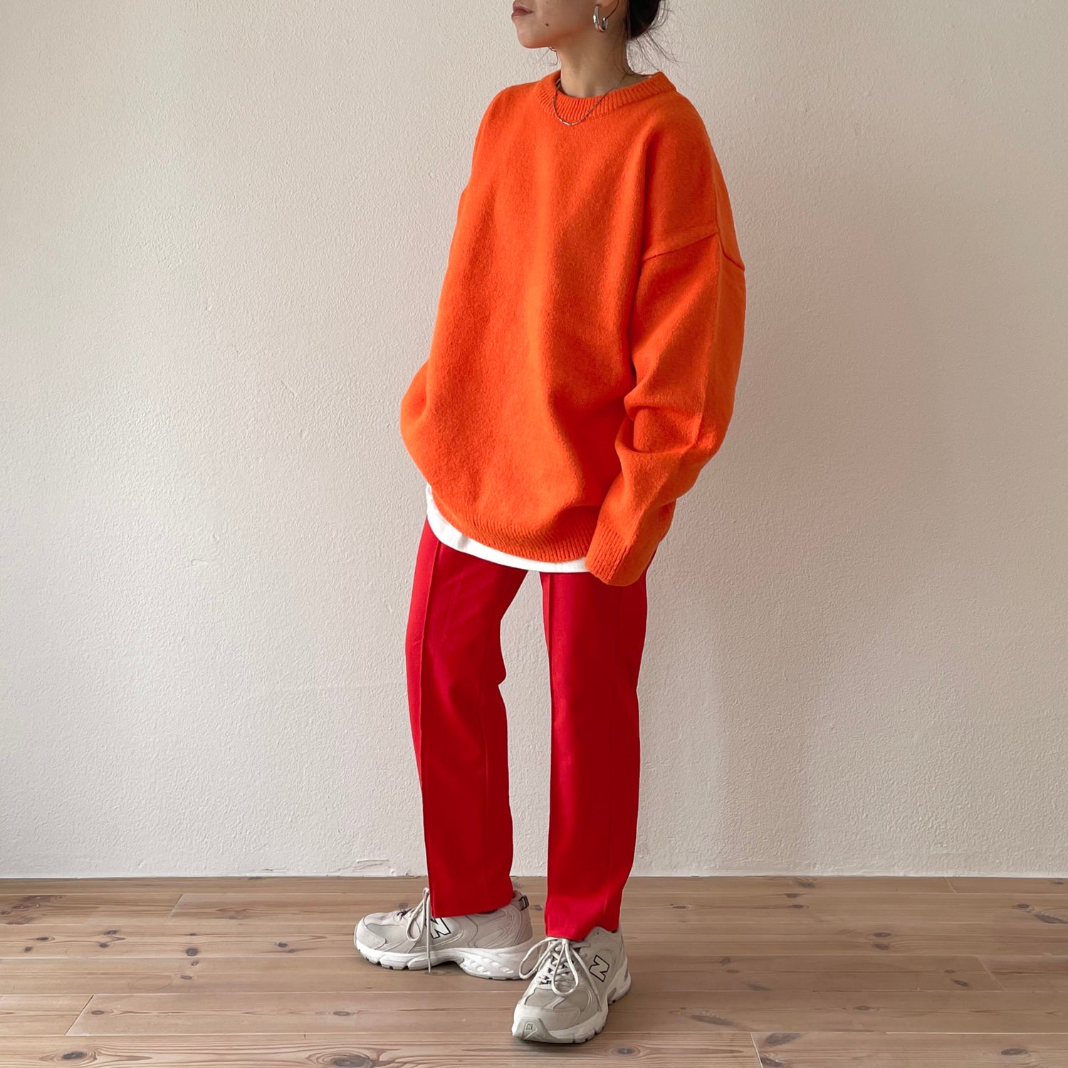 over size loose knit / orange