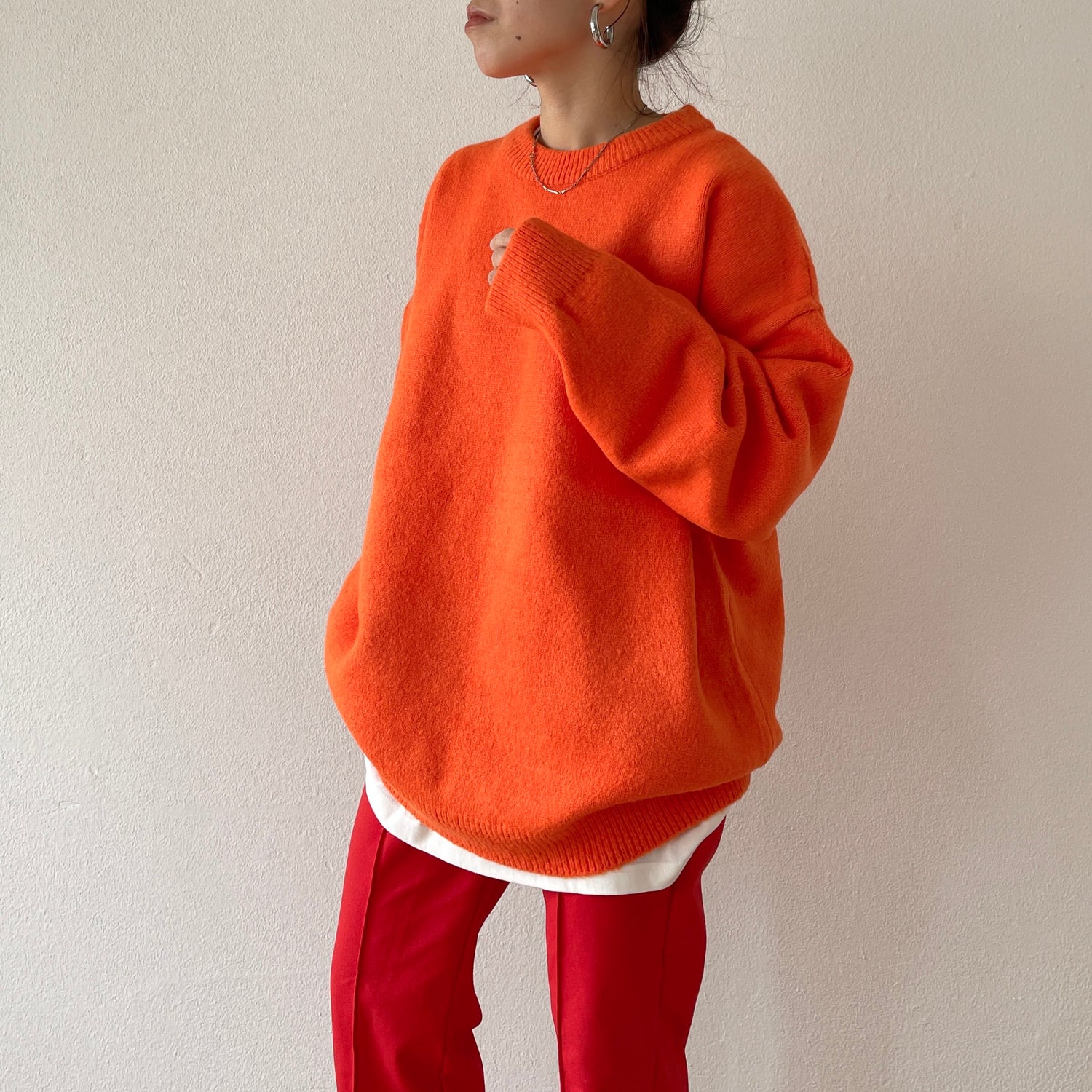 over size loose knit / orange