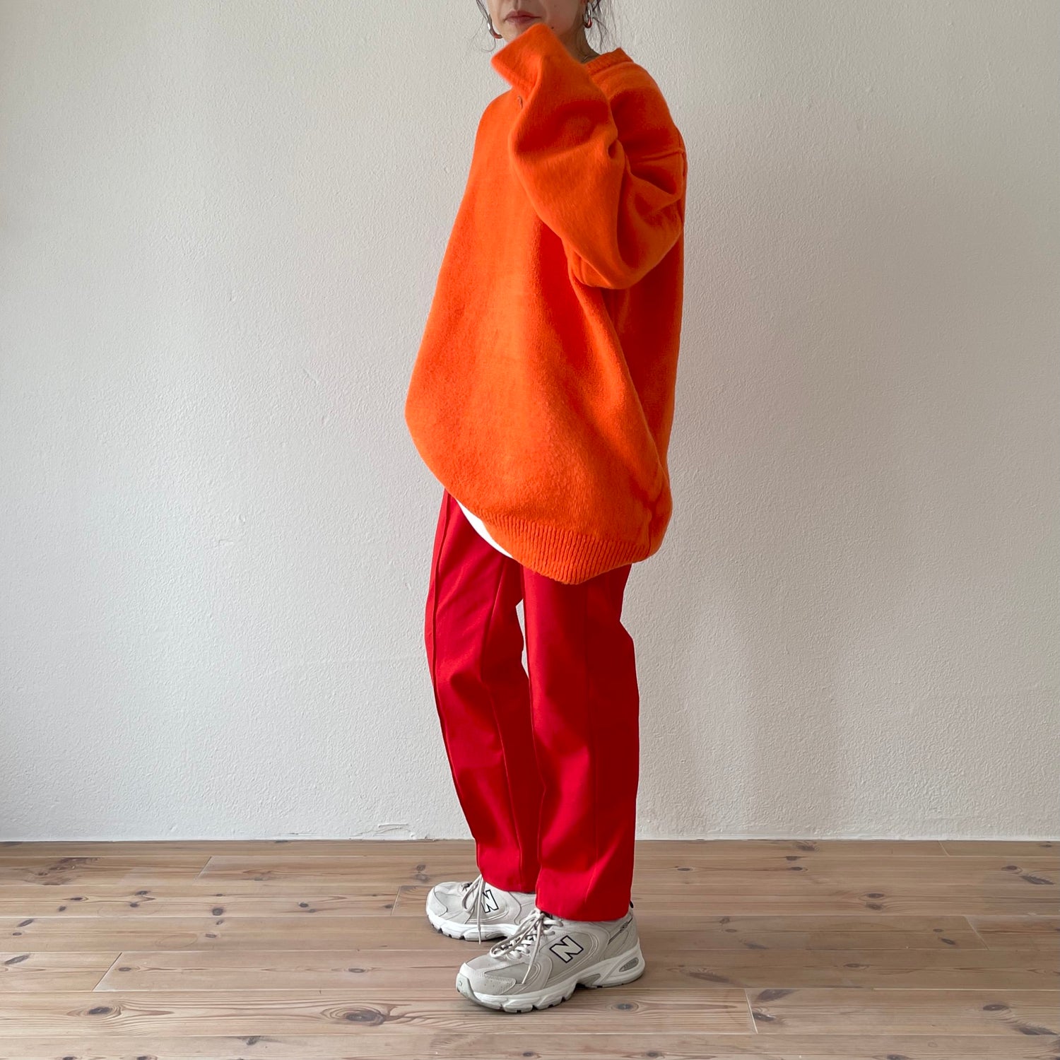 over size loose knit / orange