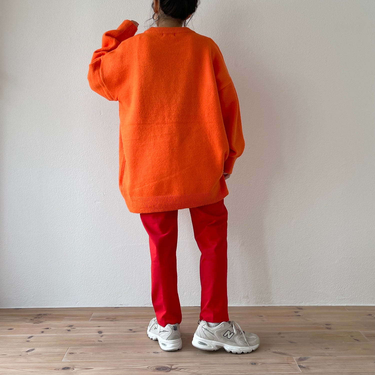 center line relax sweat pants / red