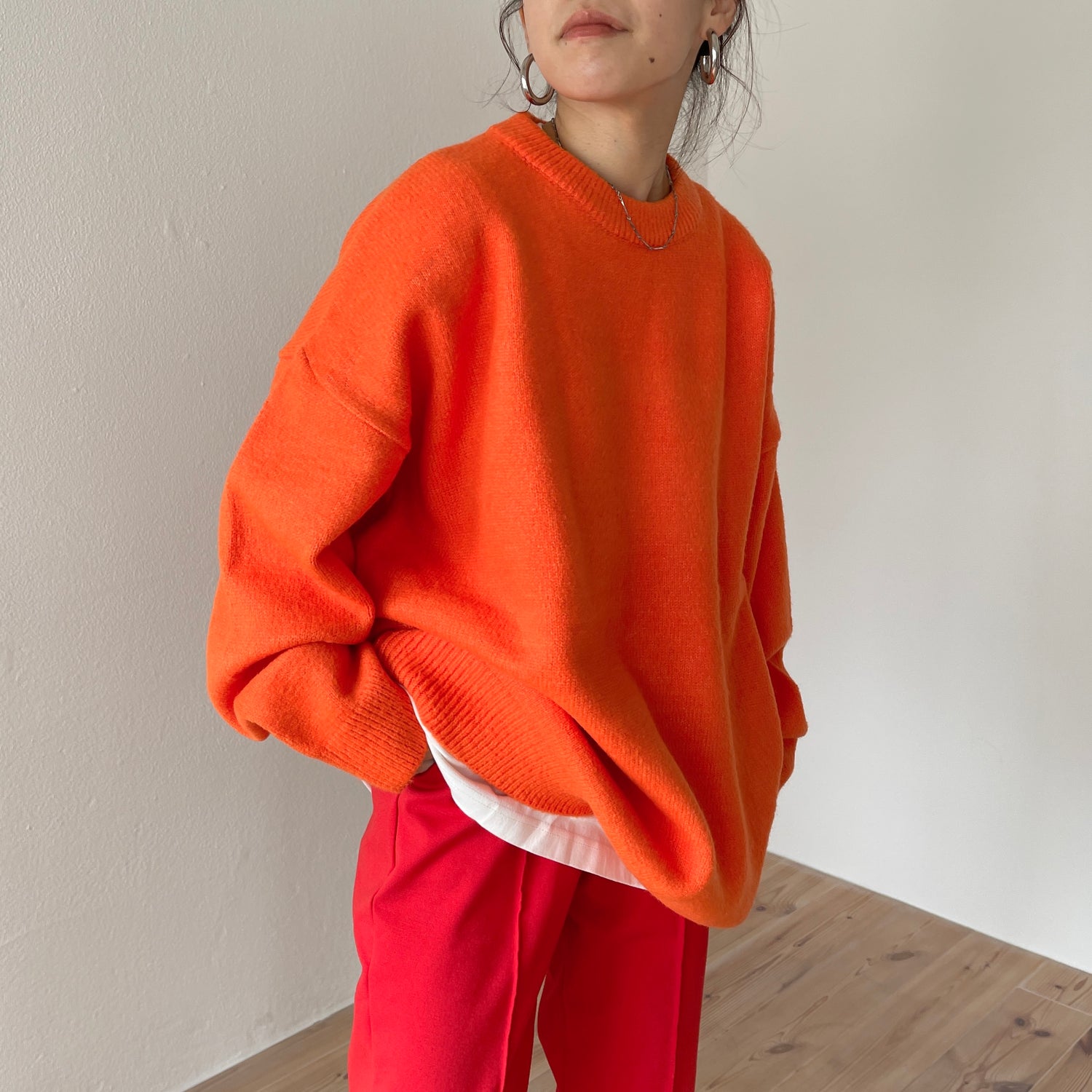 over size loose knit / orange
