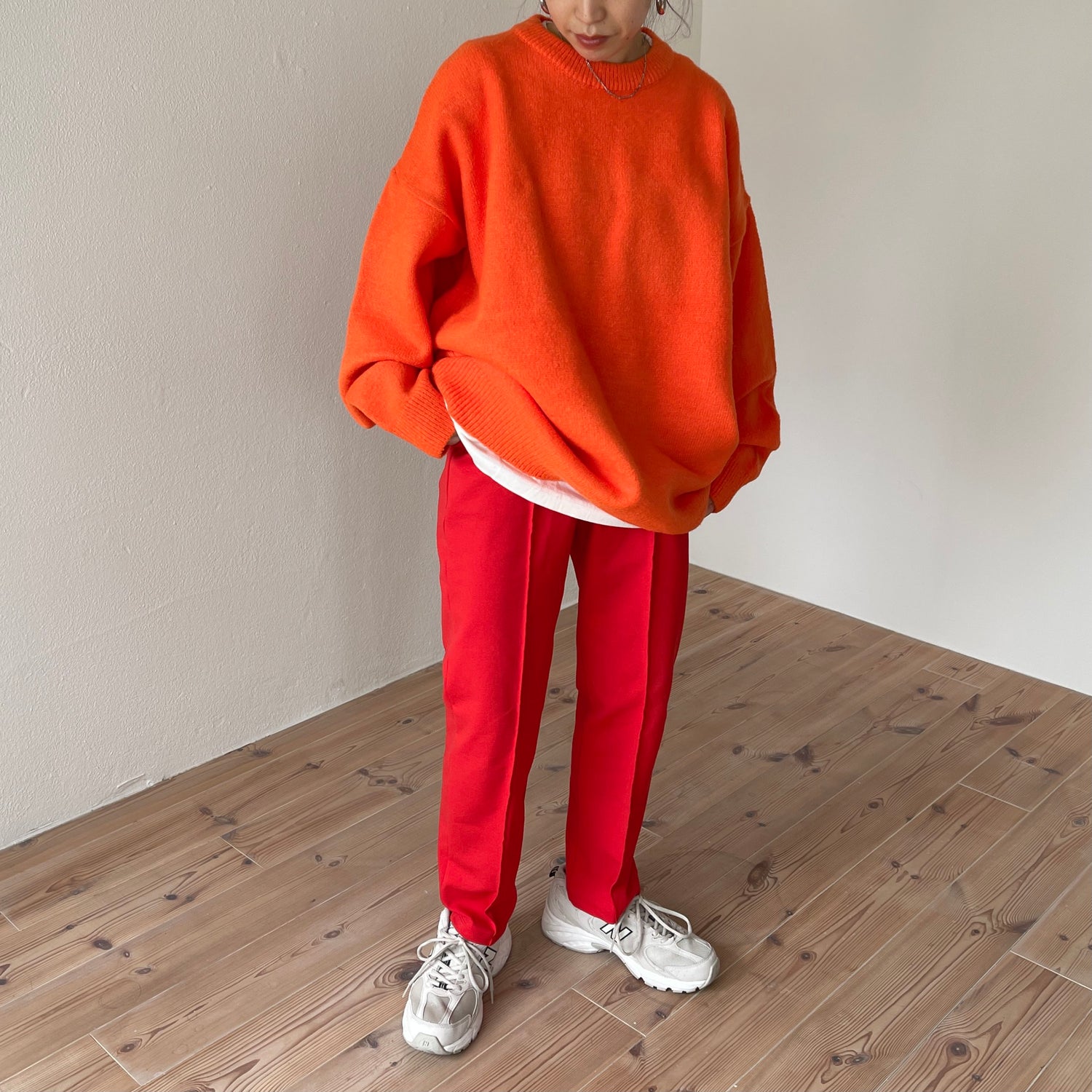 over size loose knit / orange