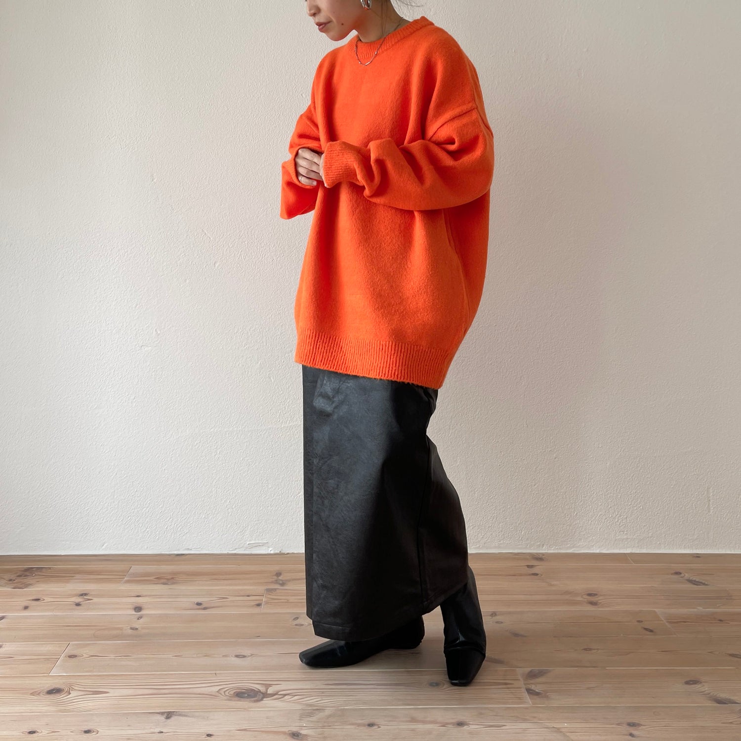 over size loose knit / orange