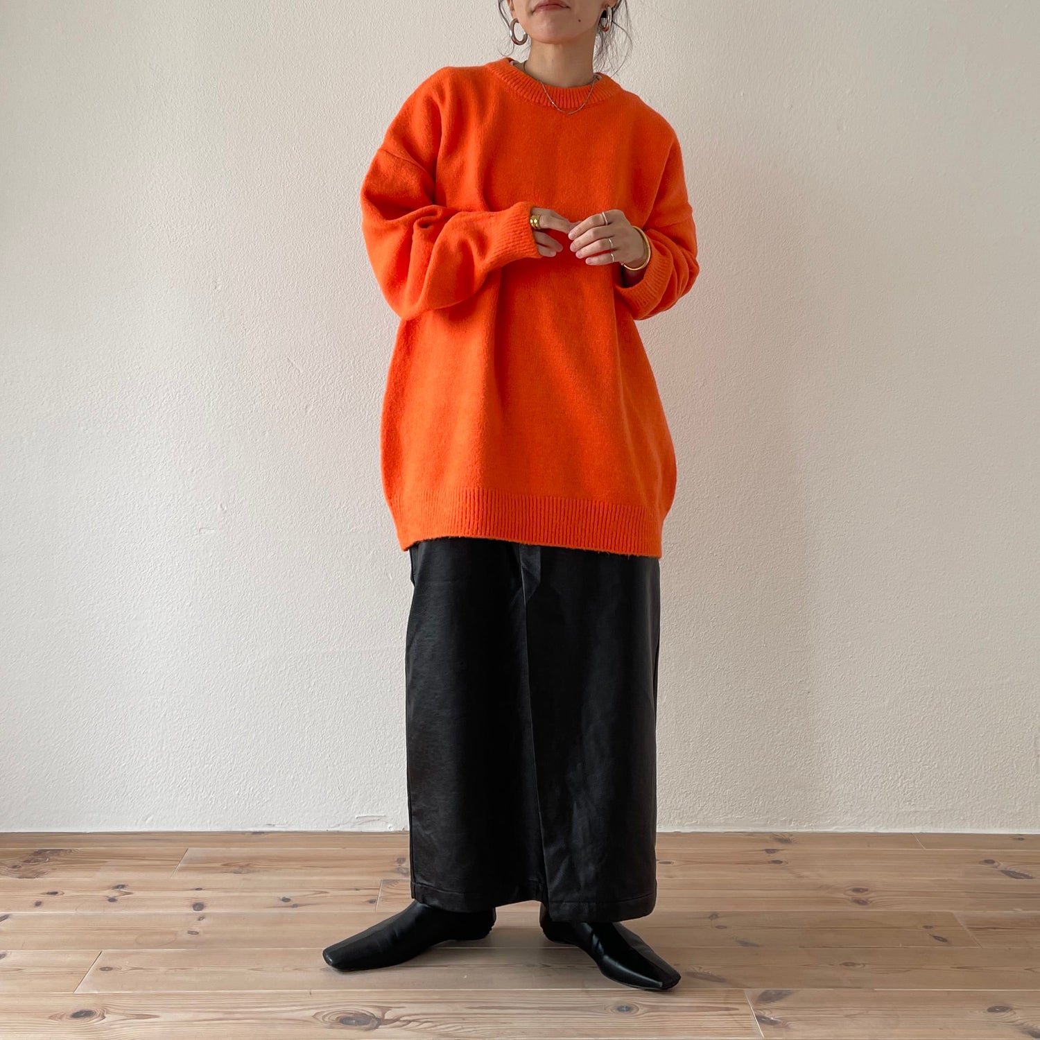 over size loose knit / orange