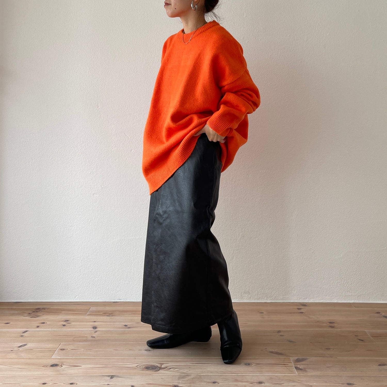 over size loose knit / orange