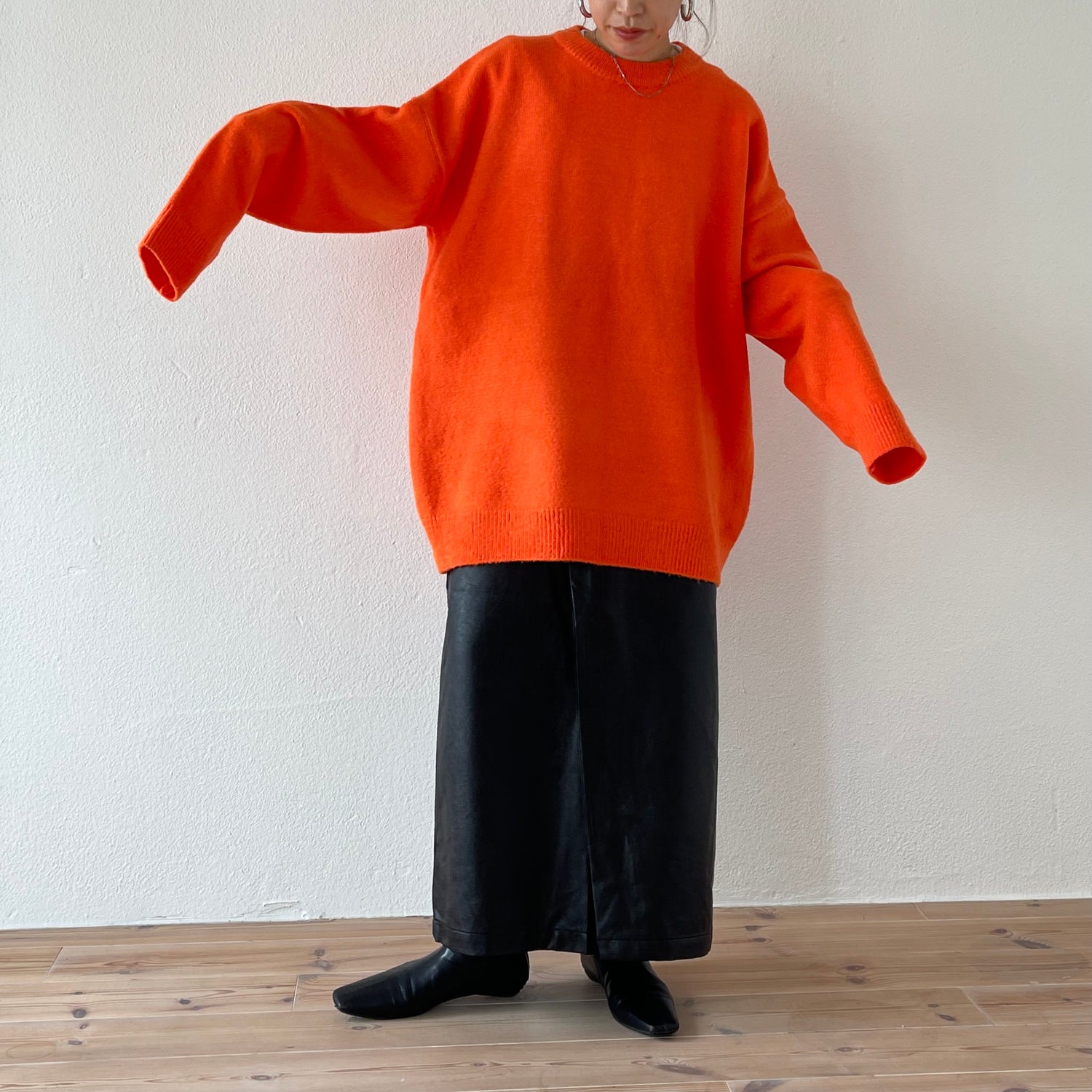 over size loose knit / orange
