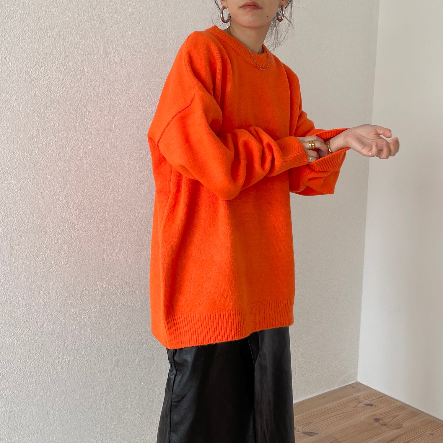 over size loose knit / orange