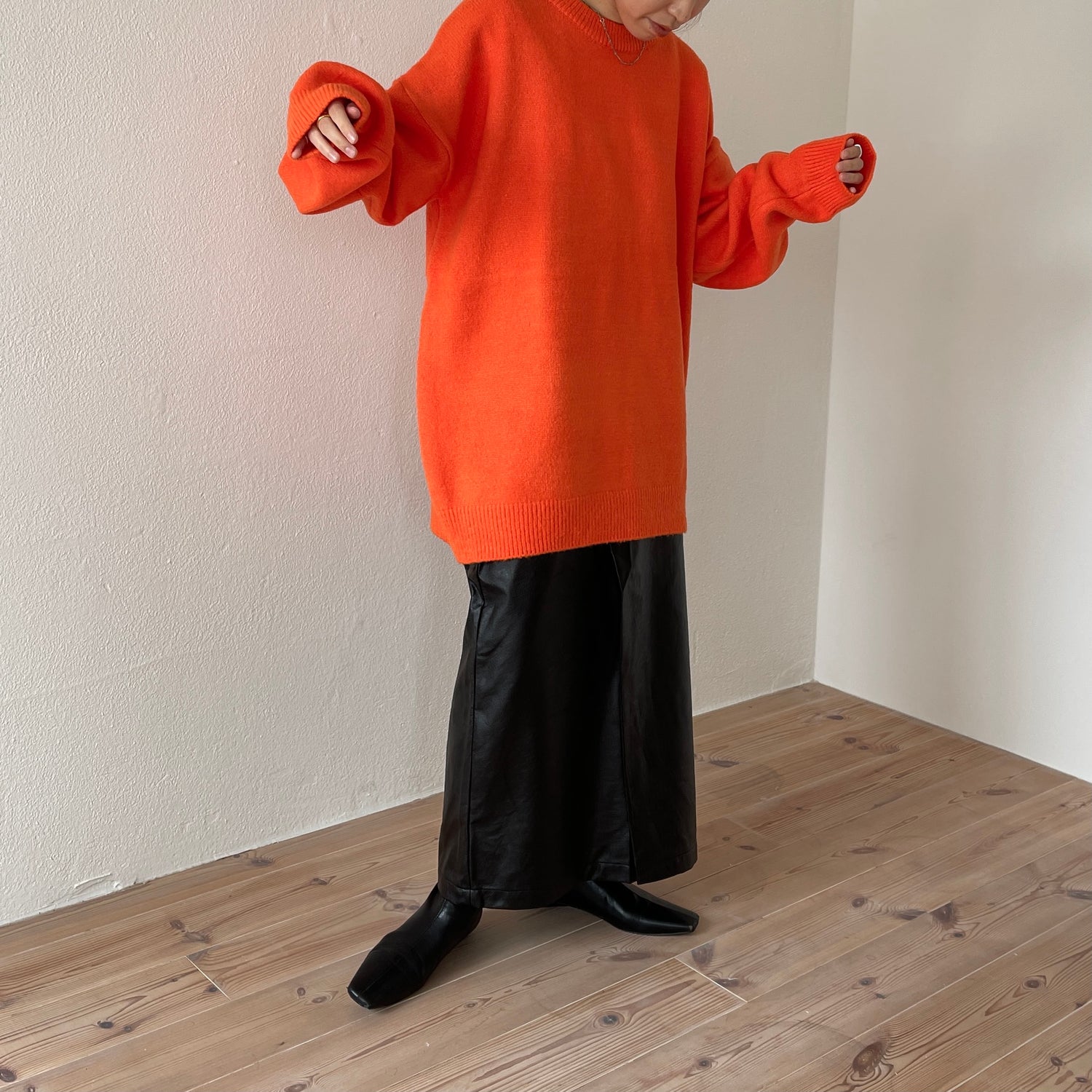 over size loose knit / orange