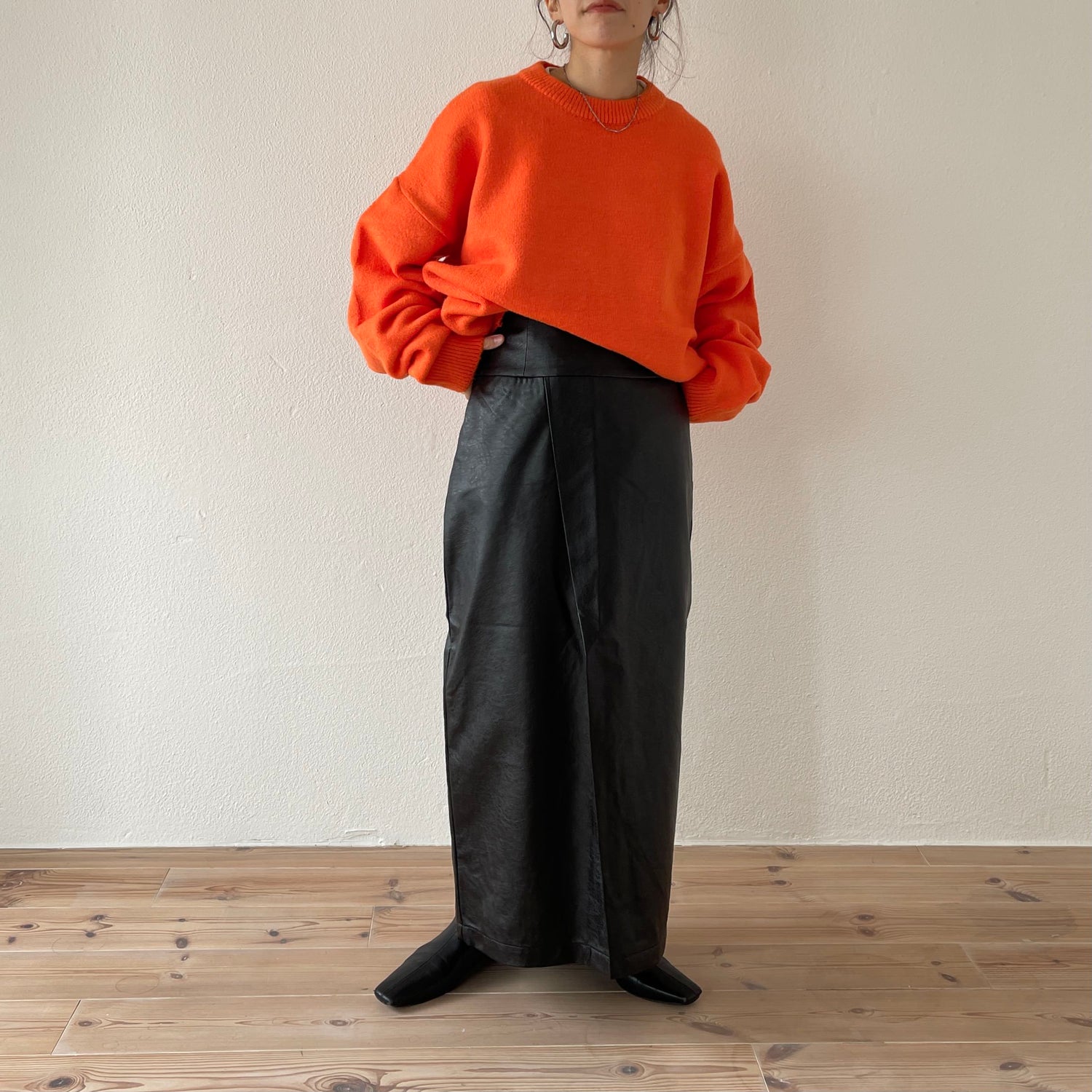 over size loose knit / orange