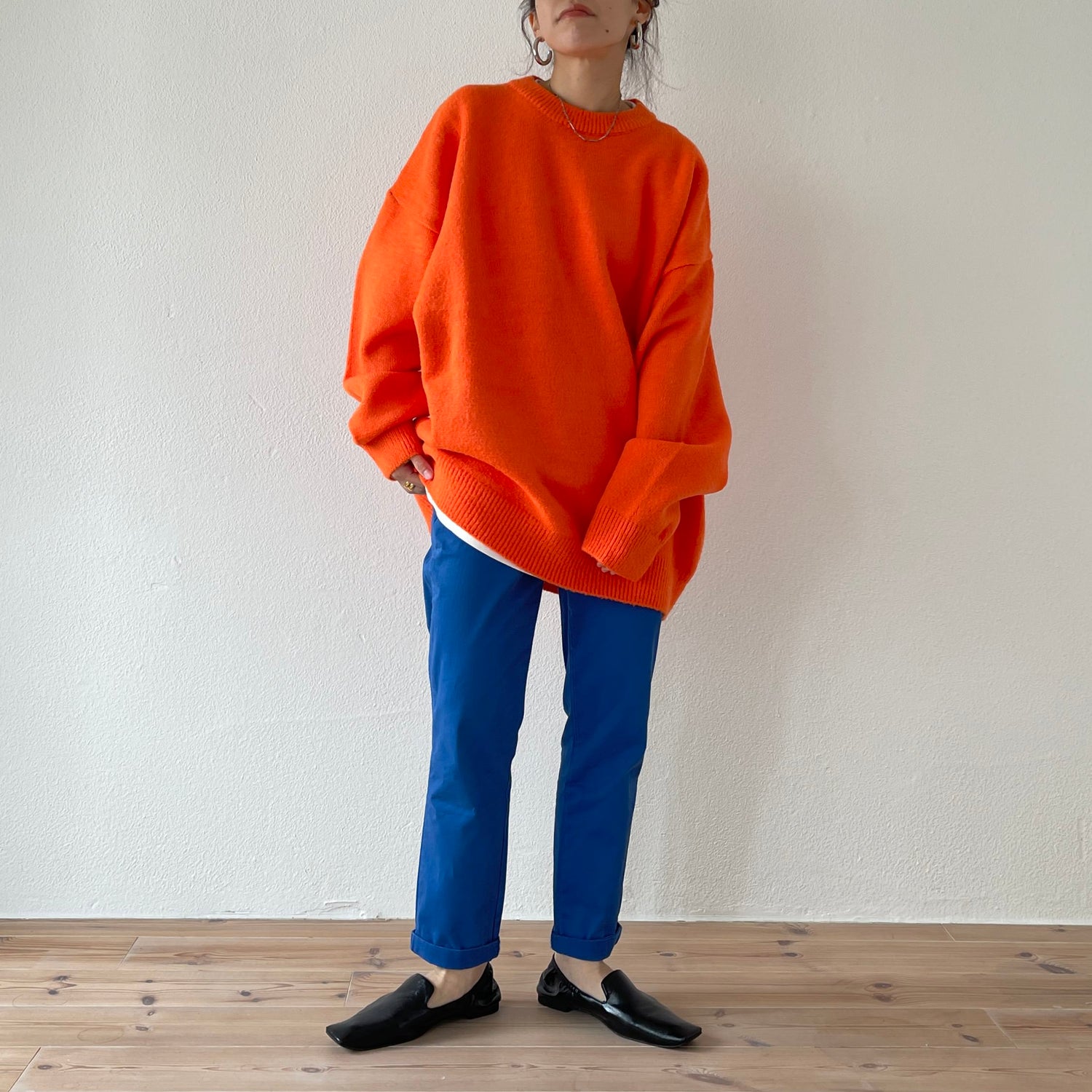 over size loose knit / orange