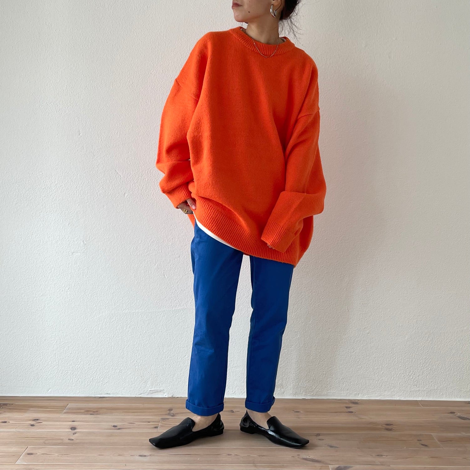 over size loose knit / orange