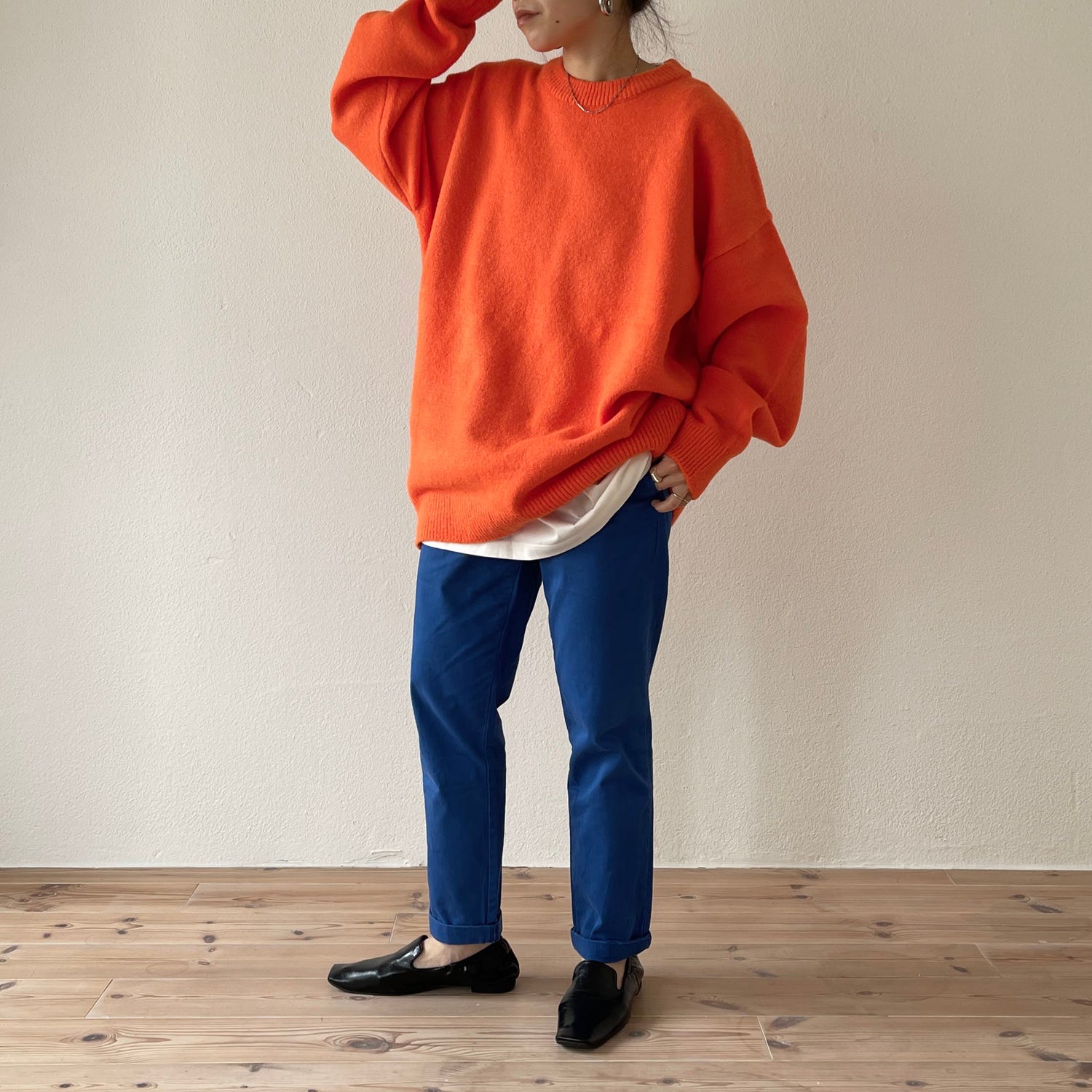 over size loose knit / orange