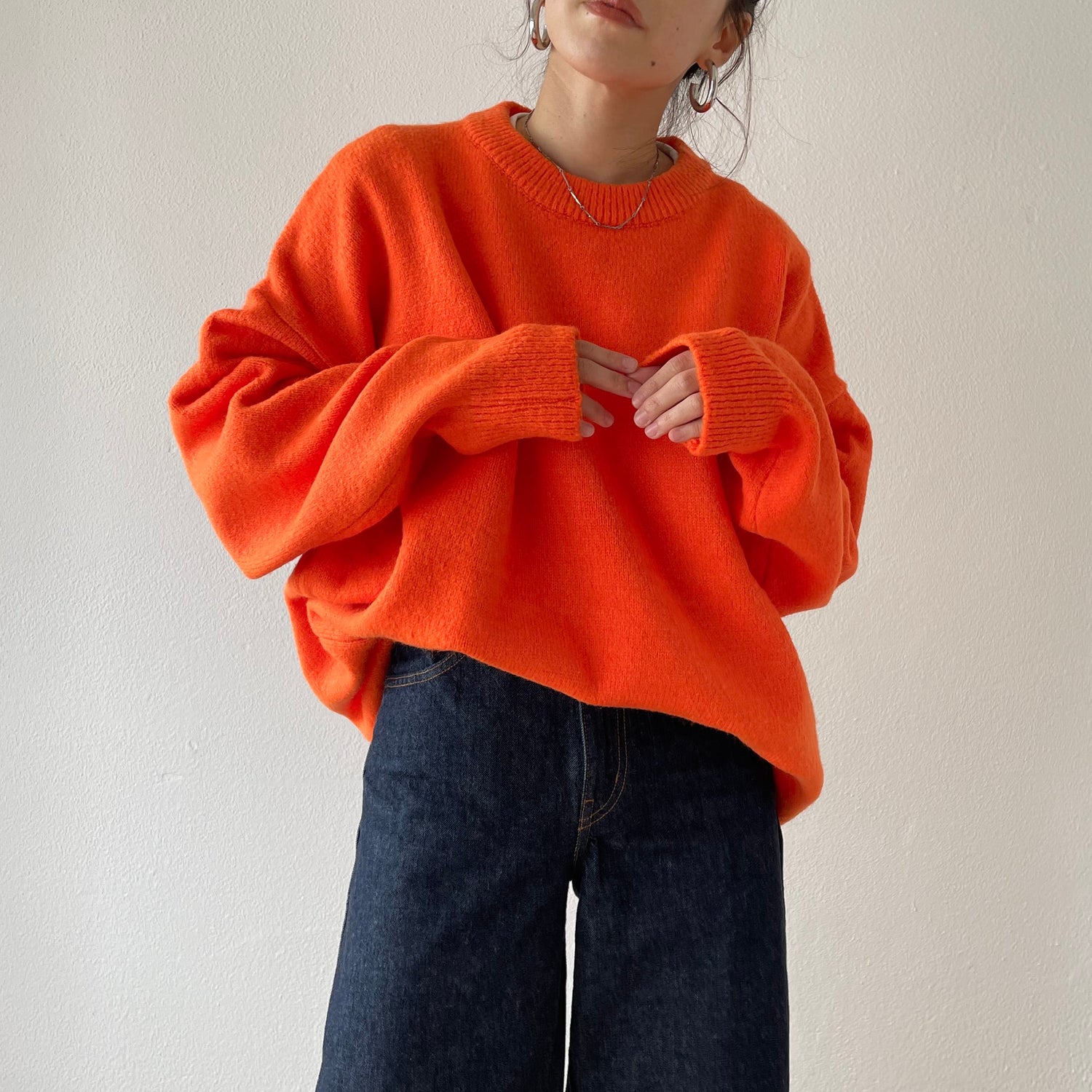 over size loose knit / orange