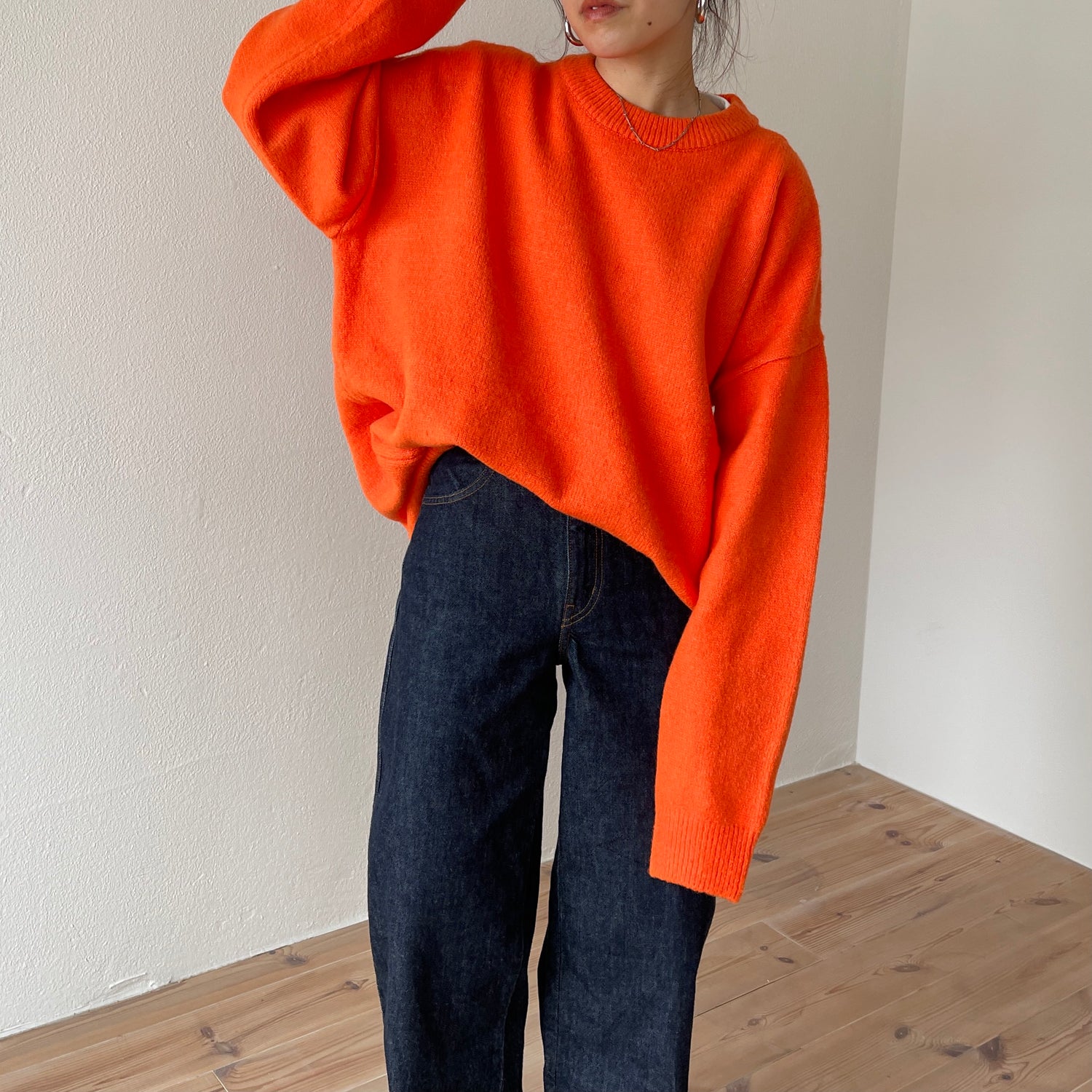 over size loose knit / orange