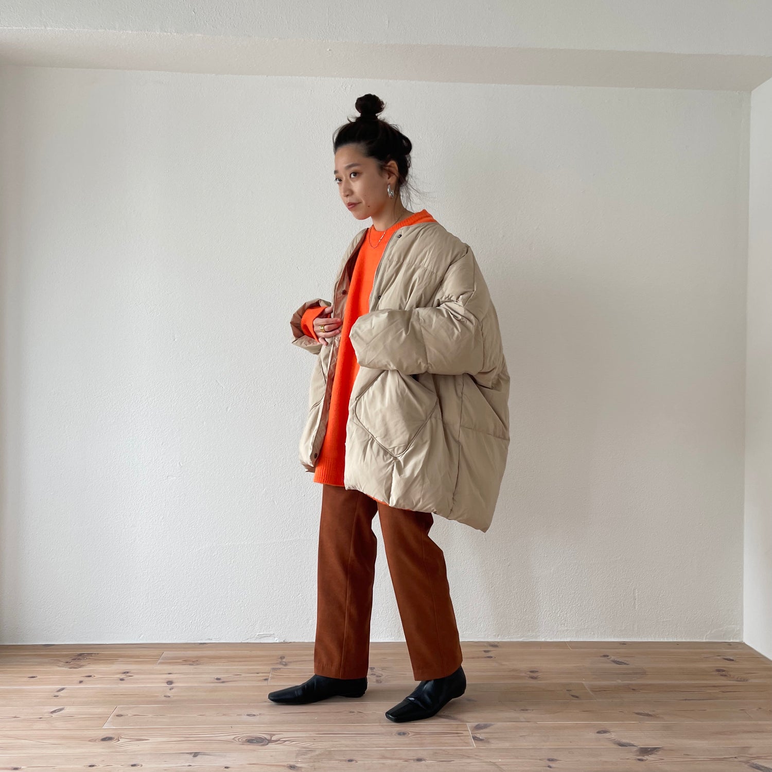 over size loose knit / orange
