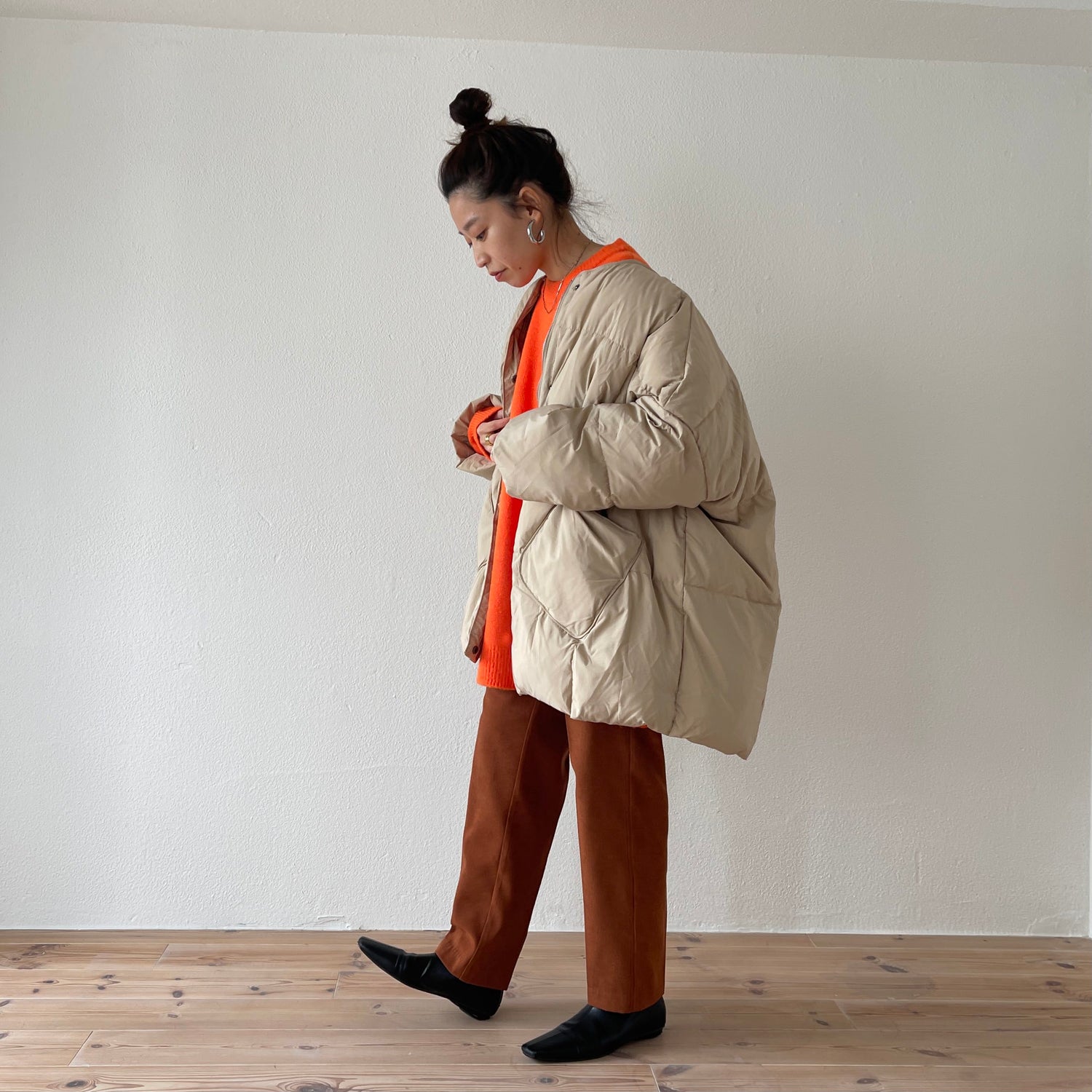 over size loose knit / orange