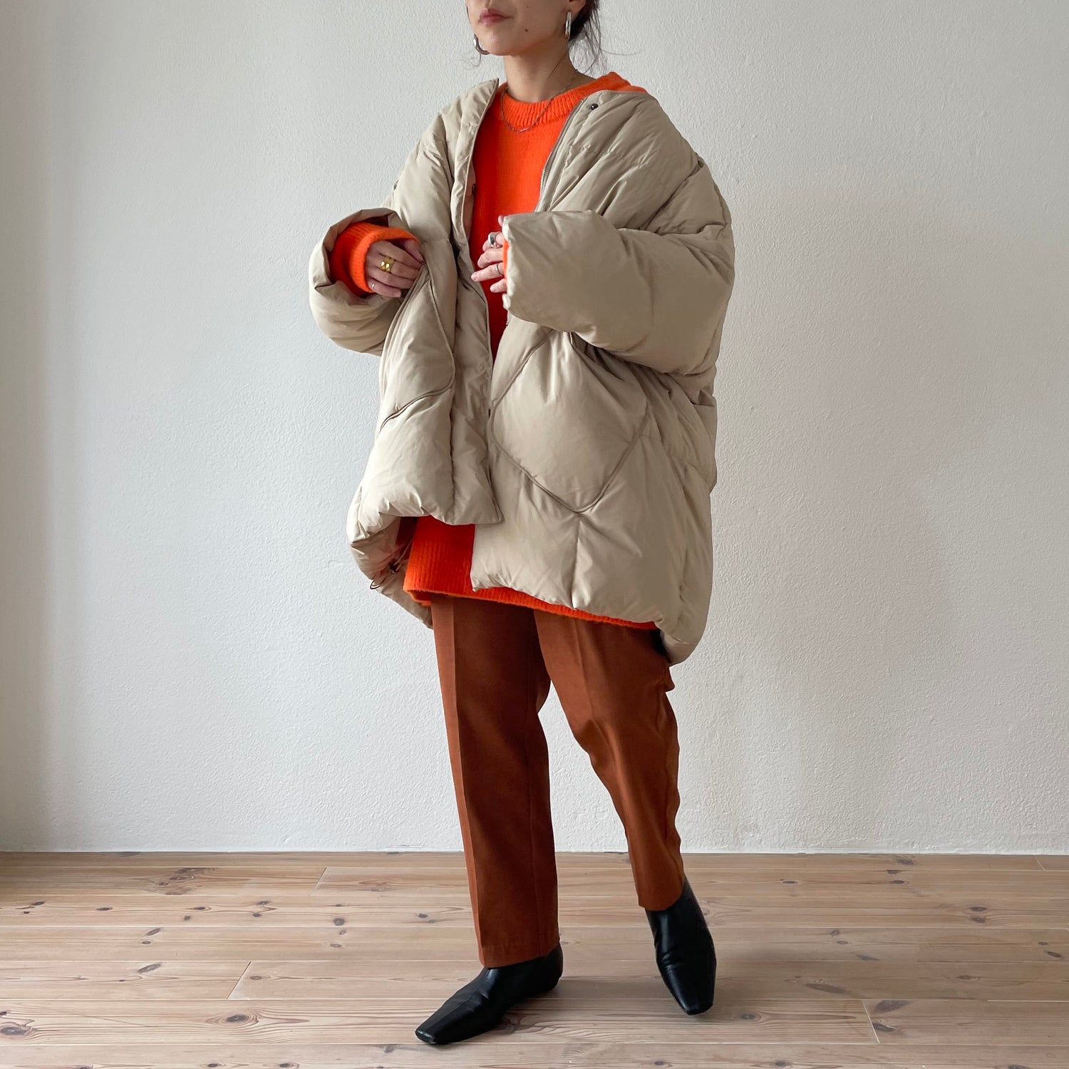 over size loose knit / orange