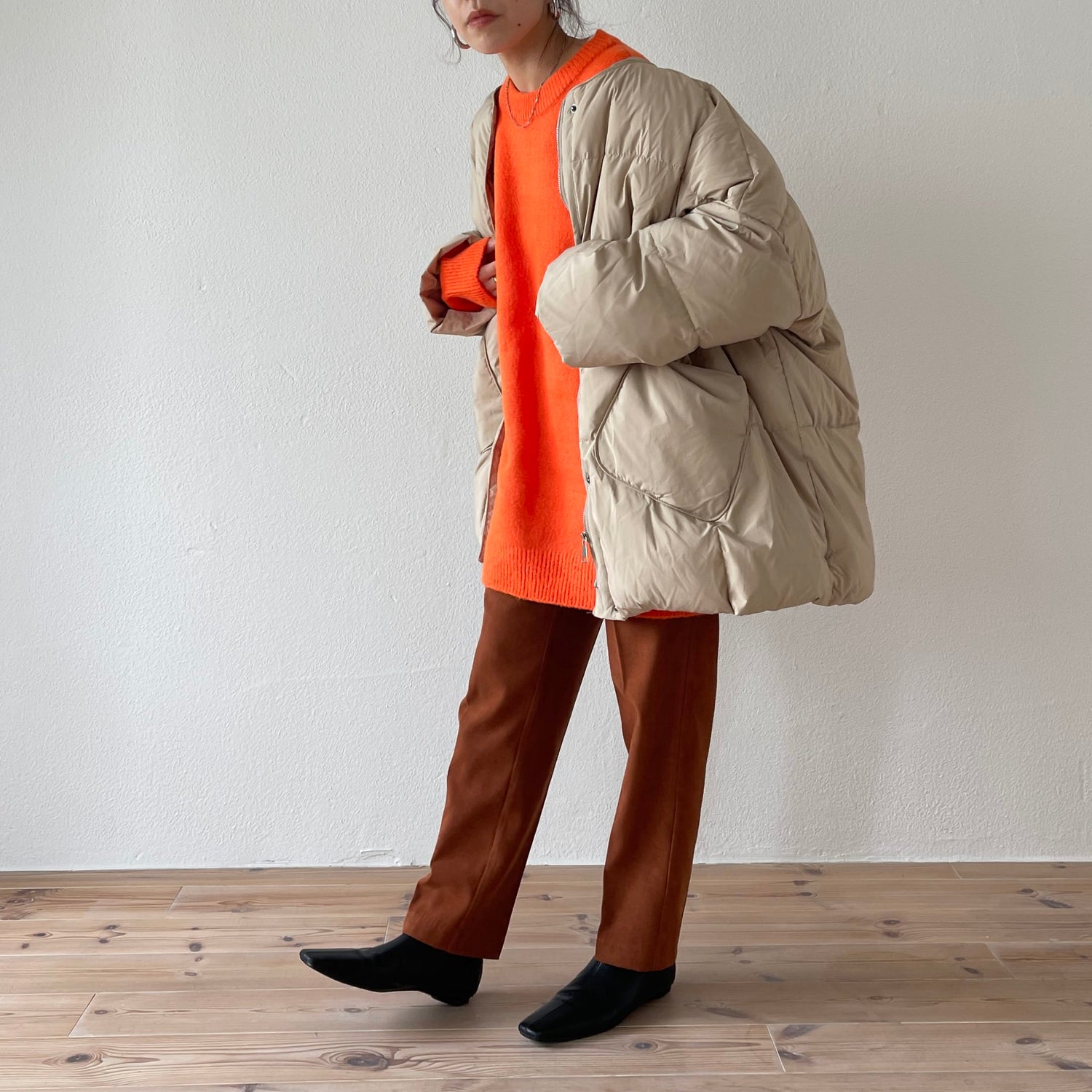 over size loose knit / orange
