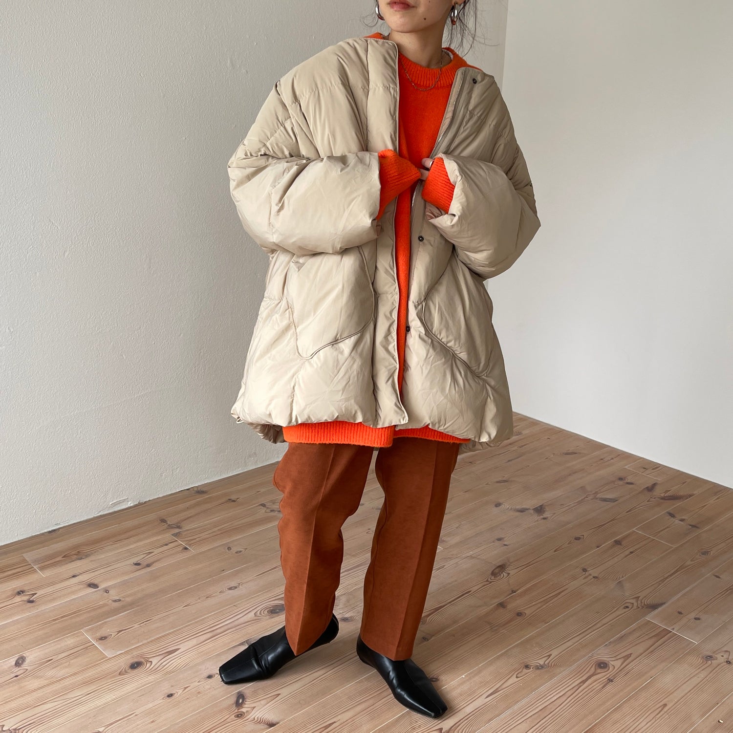 over size loose knit / orange