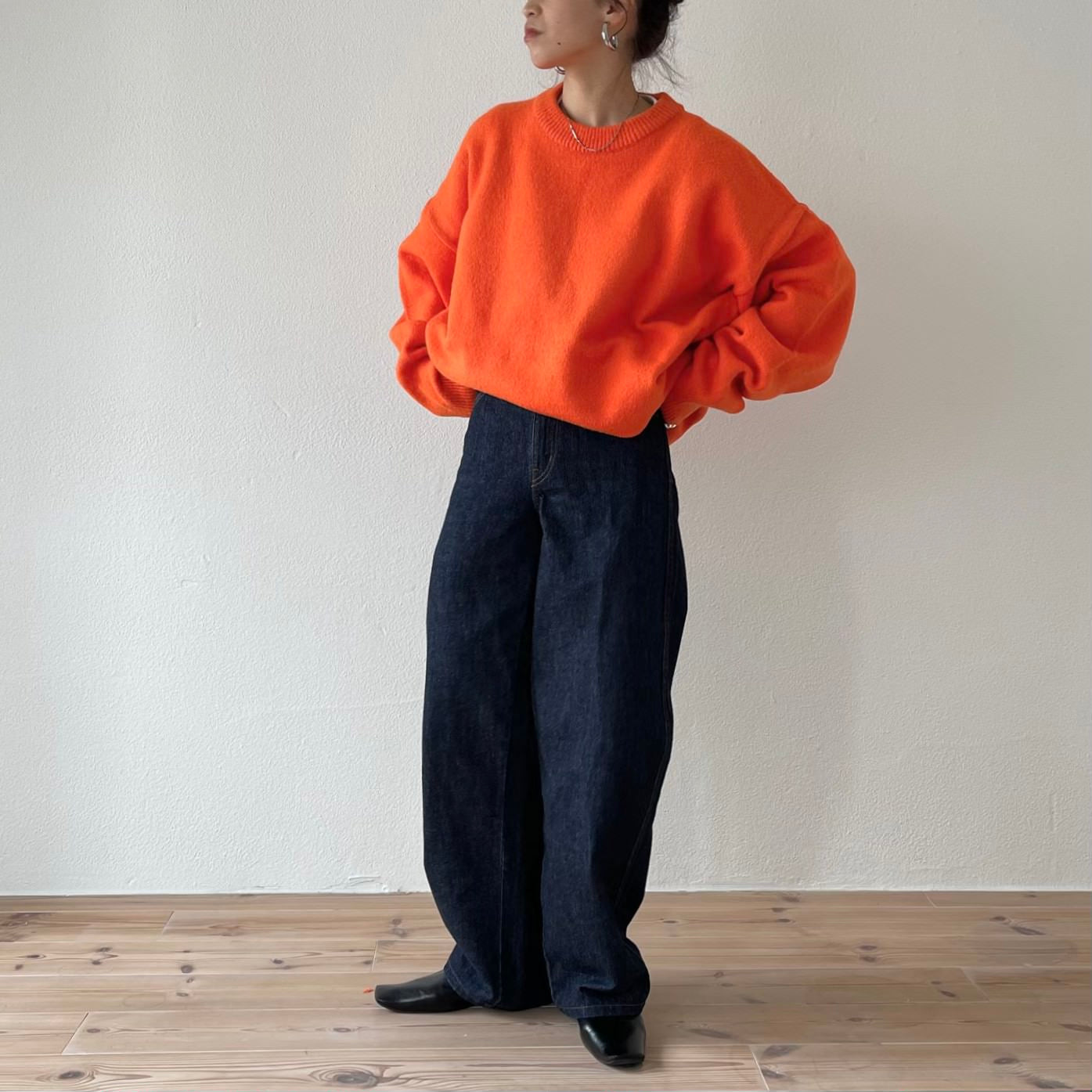 over size loose knit / orange