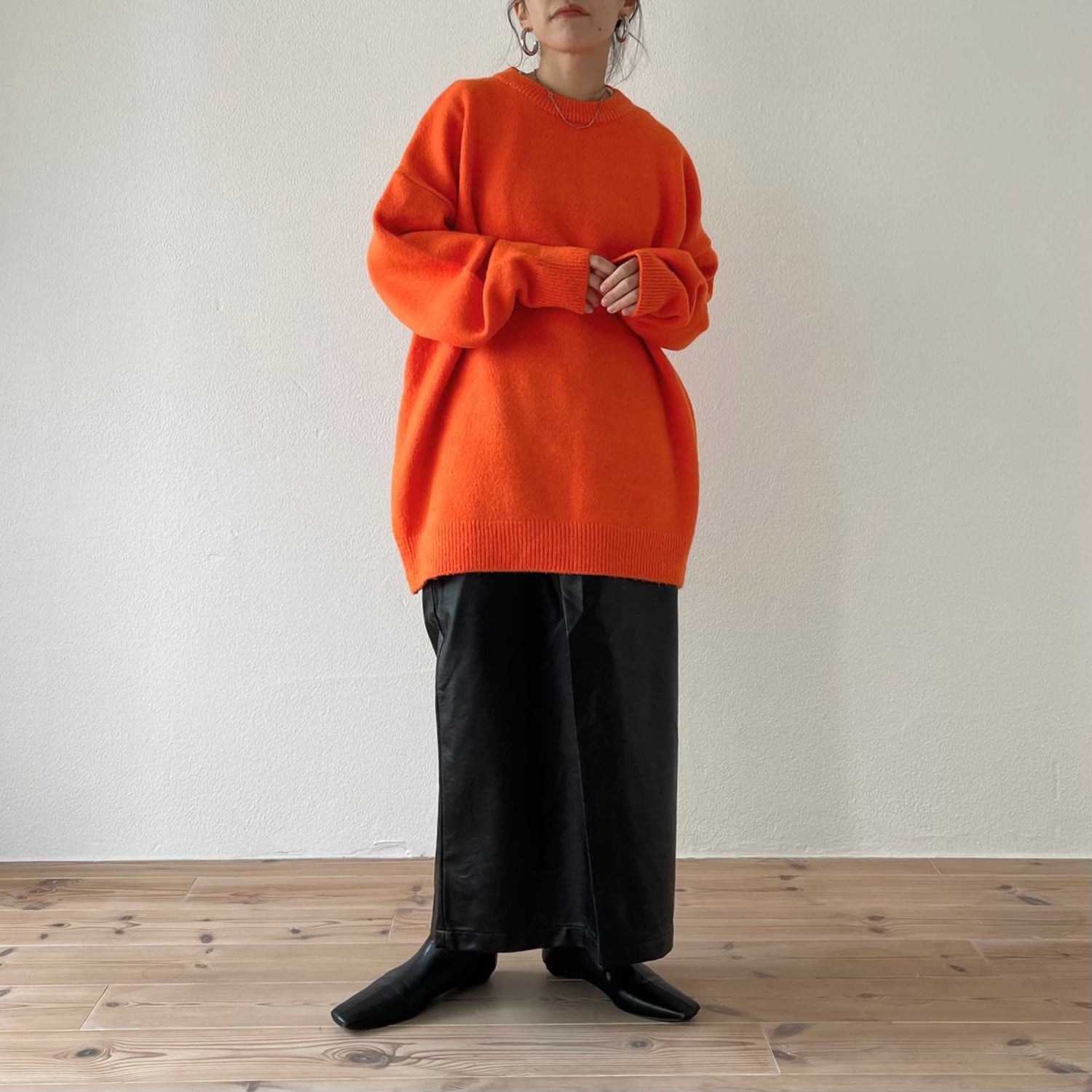 over size loose knit / orange