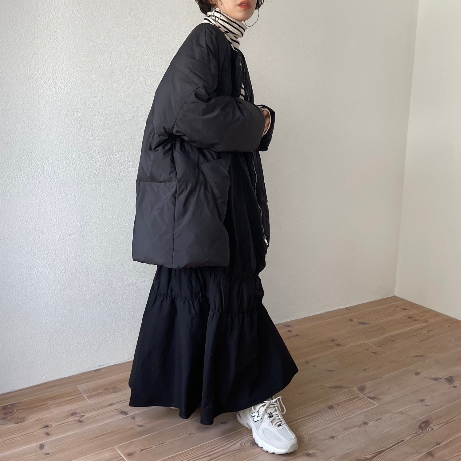 many many gather skirt / black