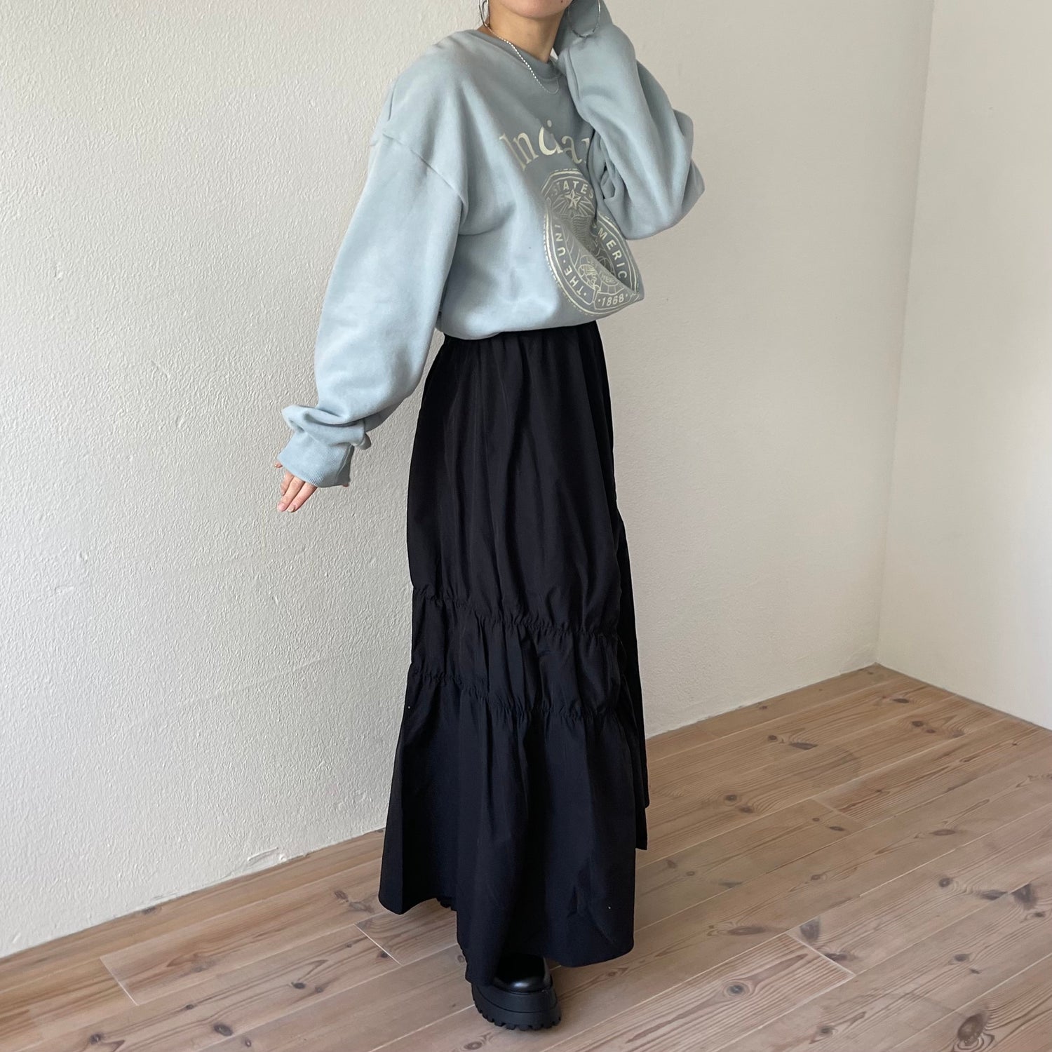 many many gather skirt / black