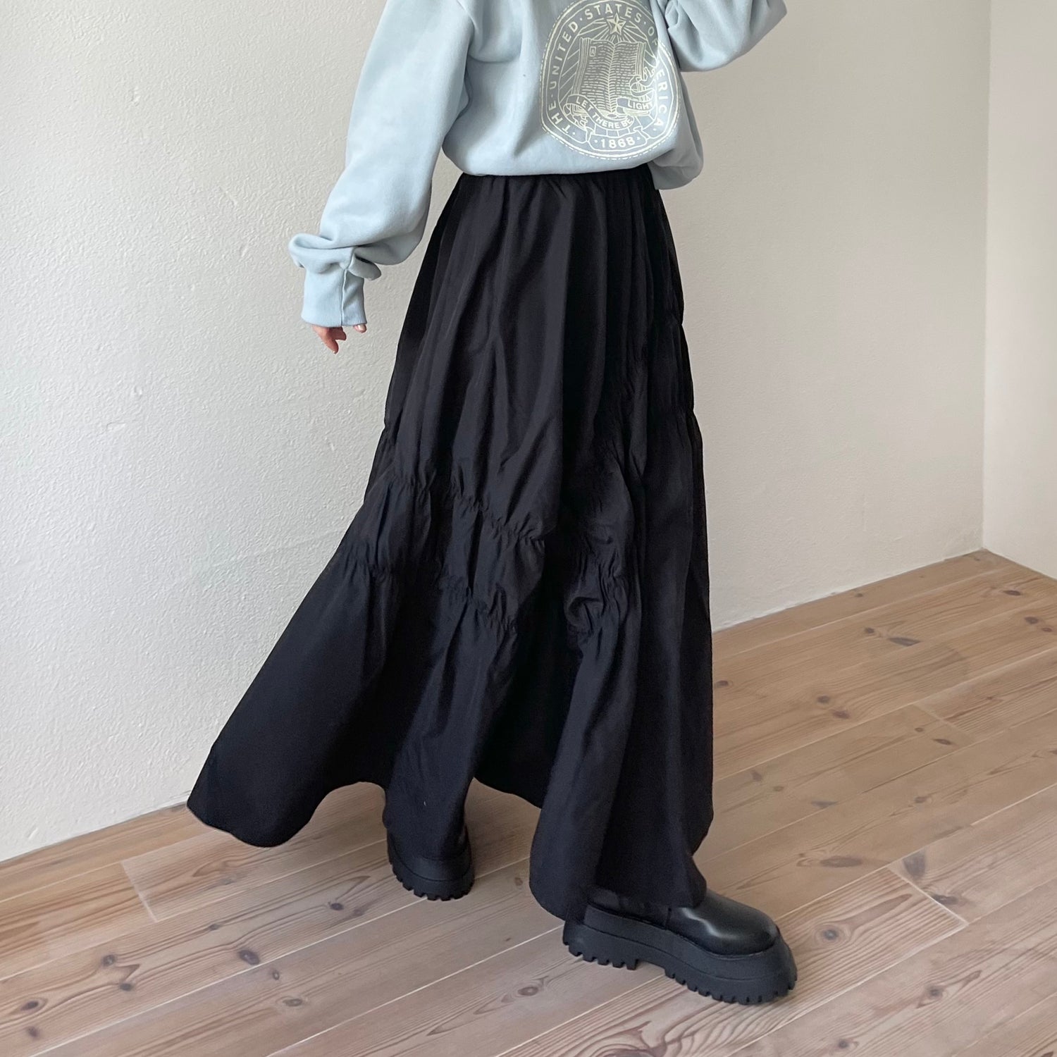many many gather skirt / black