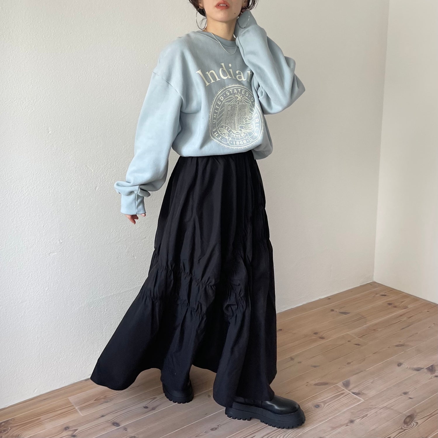 many many gather skirt / black