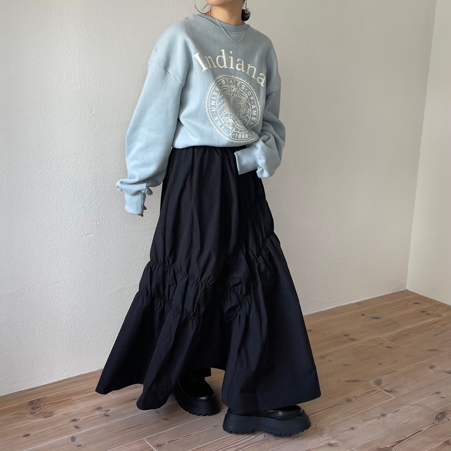 many many gather skirt / black