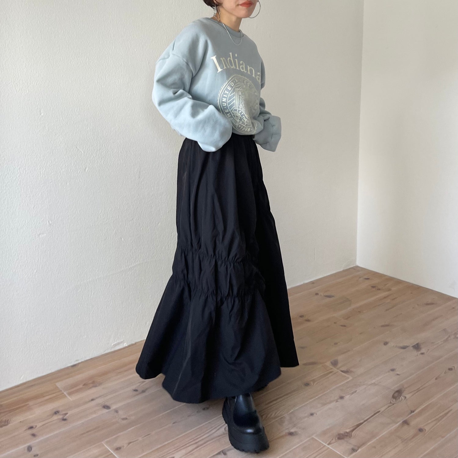 many many gather skirt / black