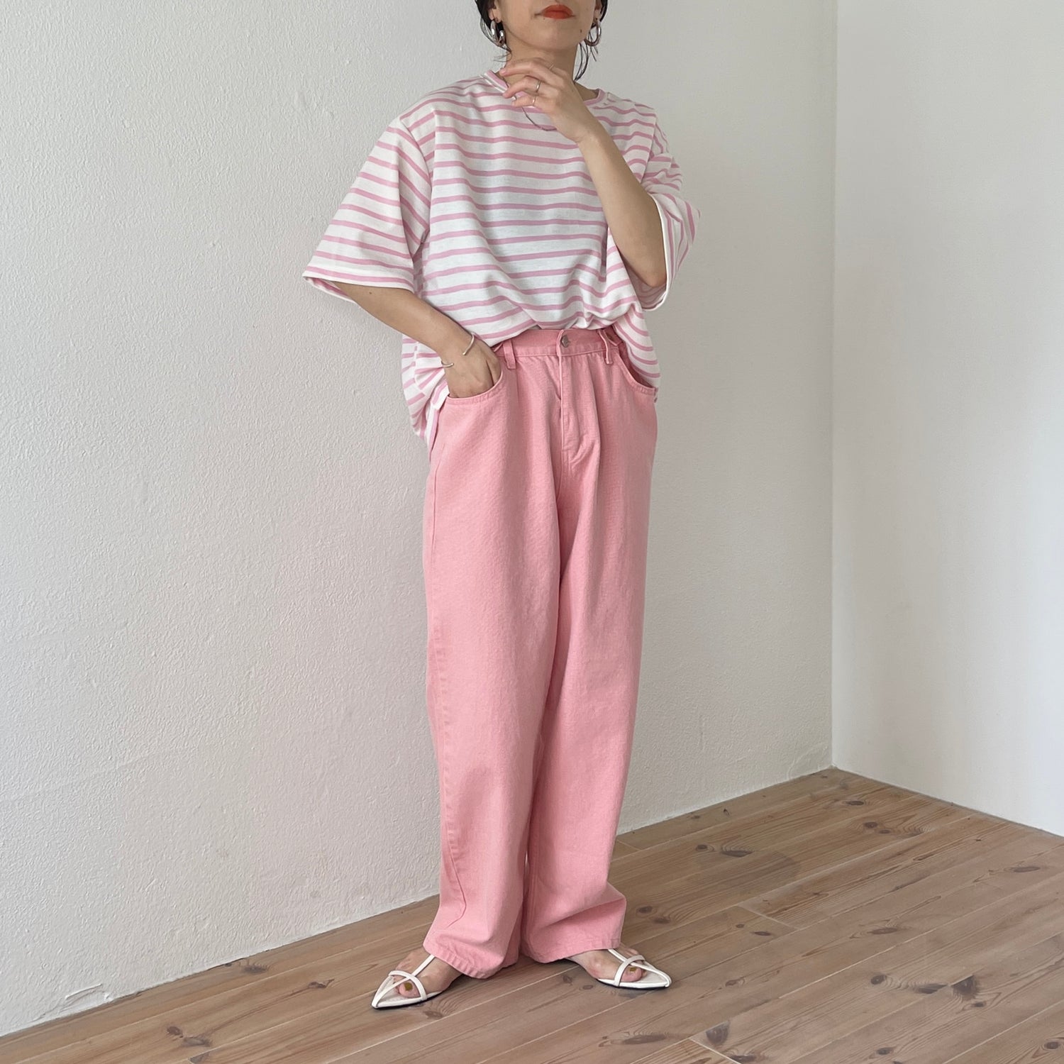 daily vitamin border tee / pink