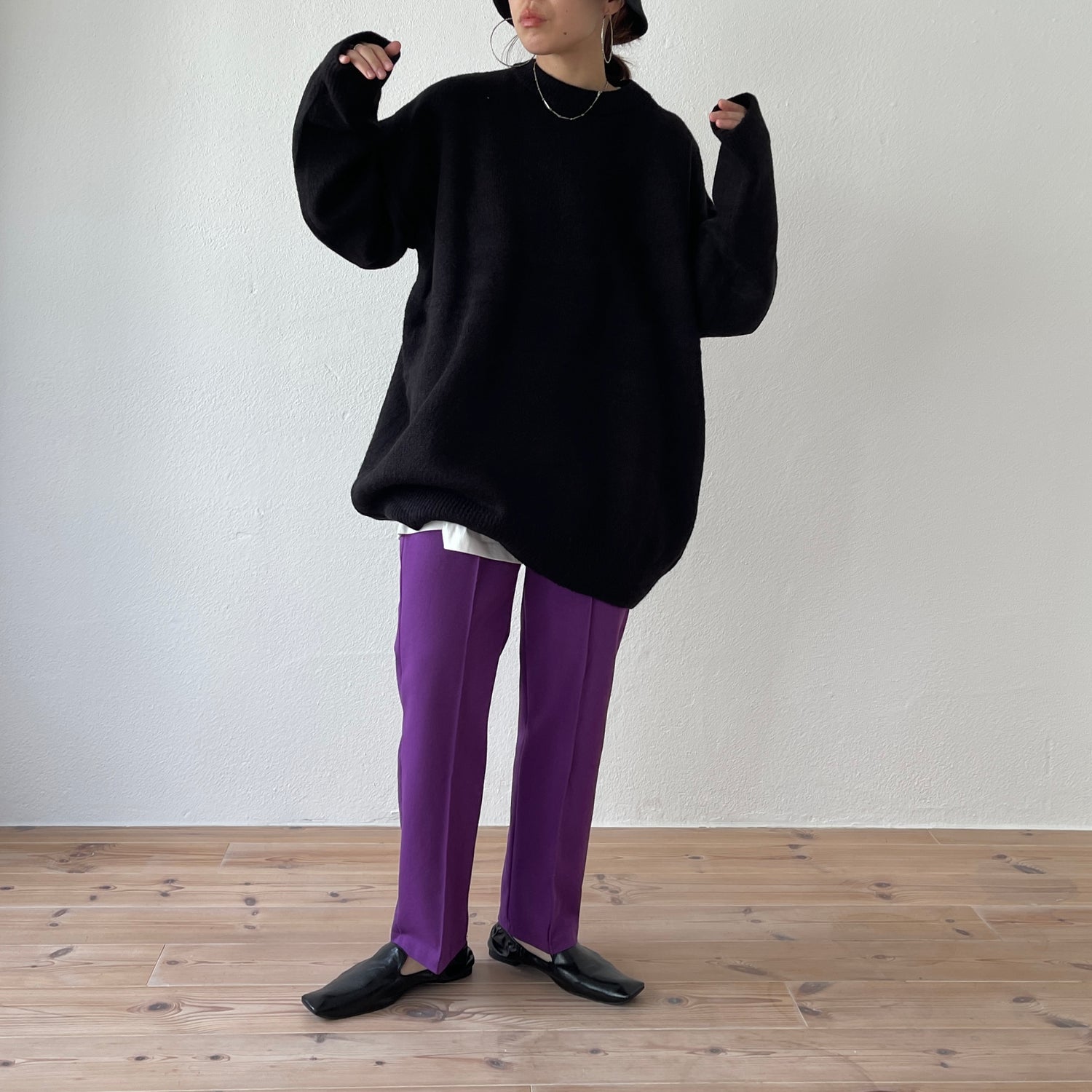 over size loose knit / black