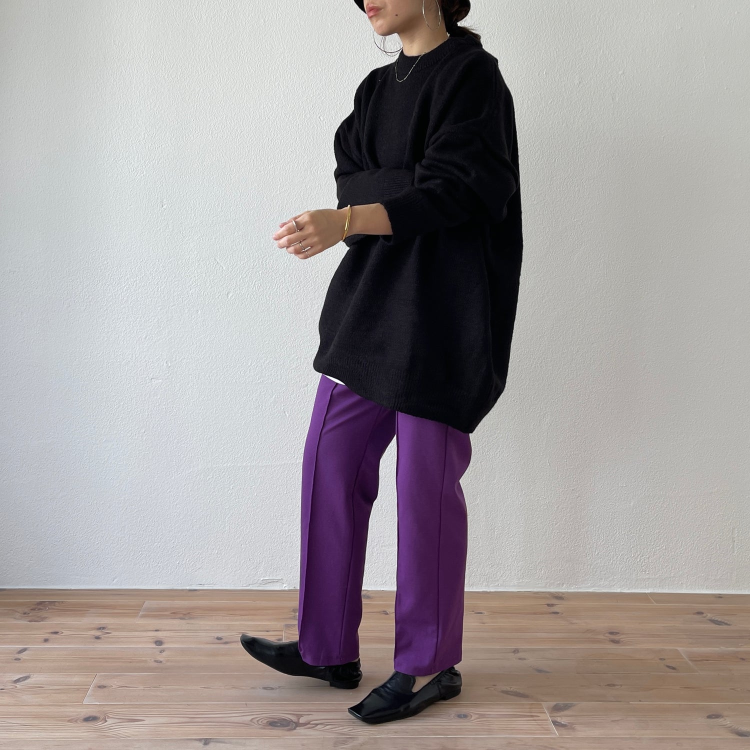 over size loose knit / black