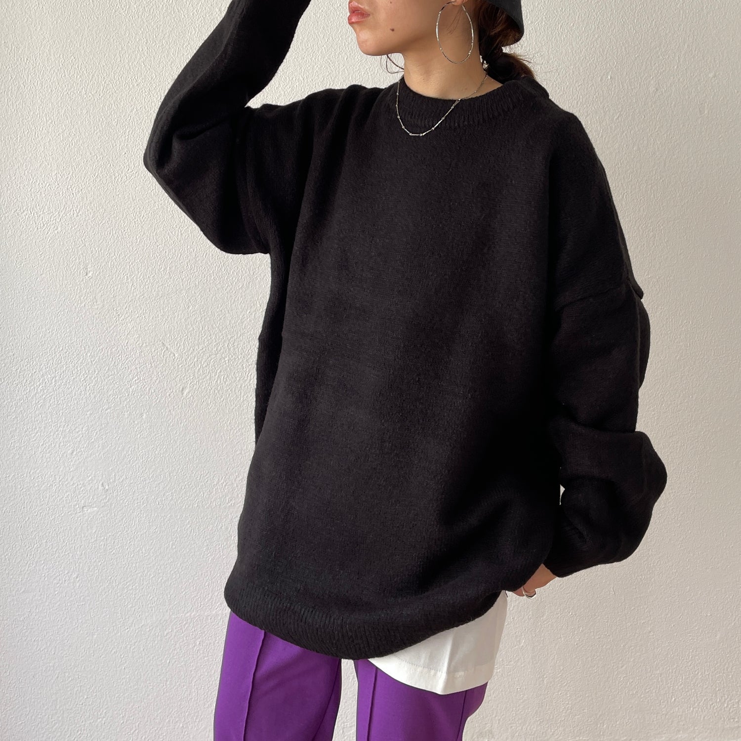 over size loose knit / black