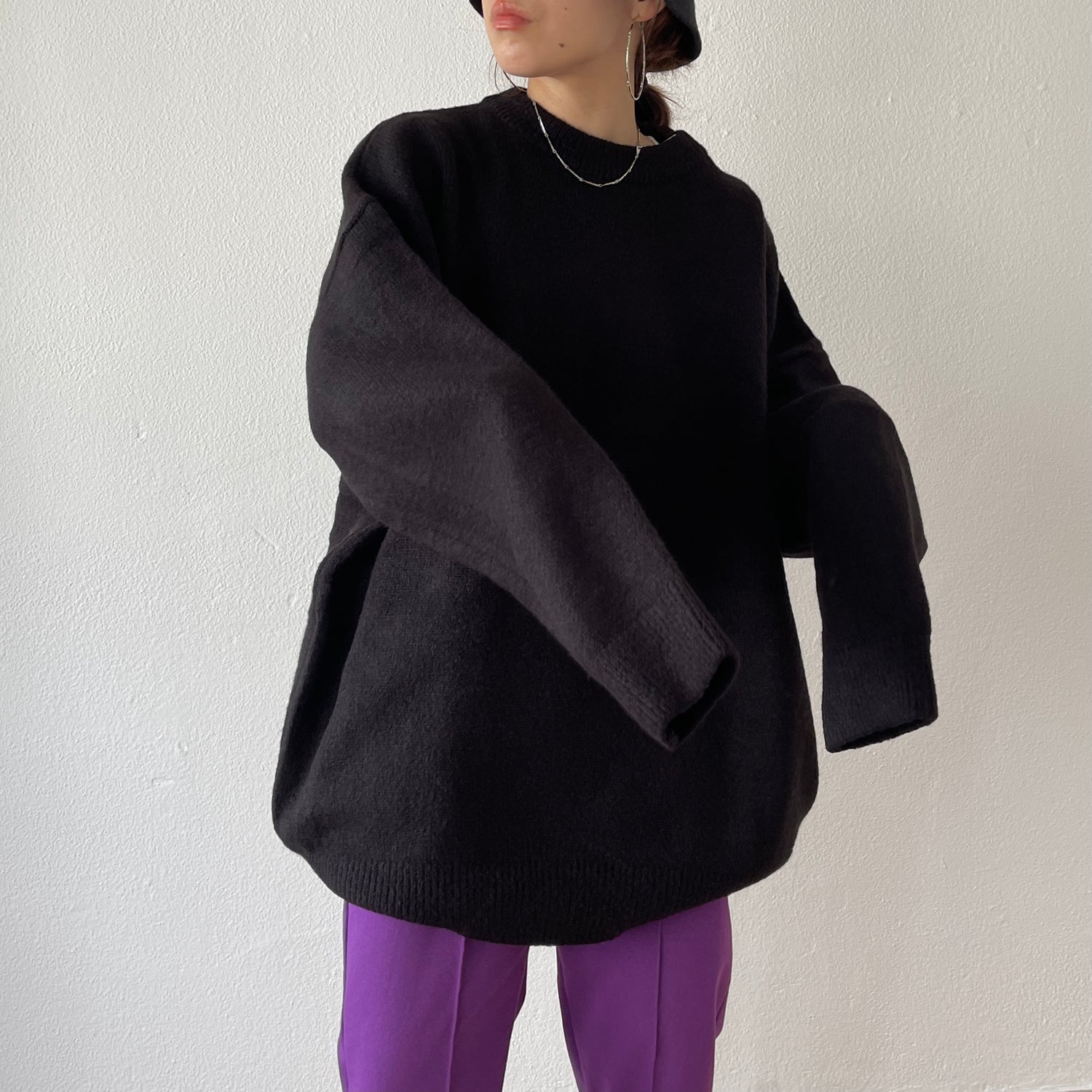 over size loose knit / black