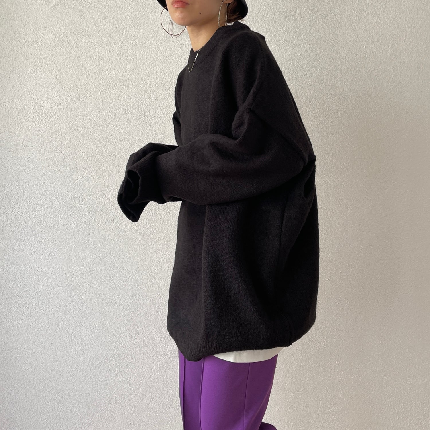 over size loose knit / black