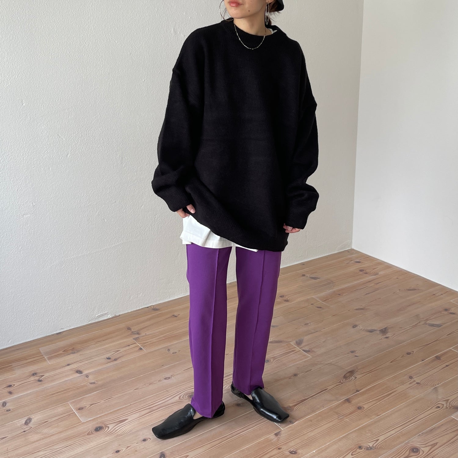 over size loose knit / black