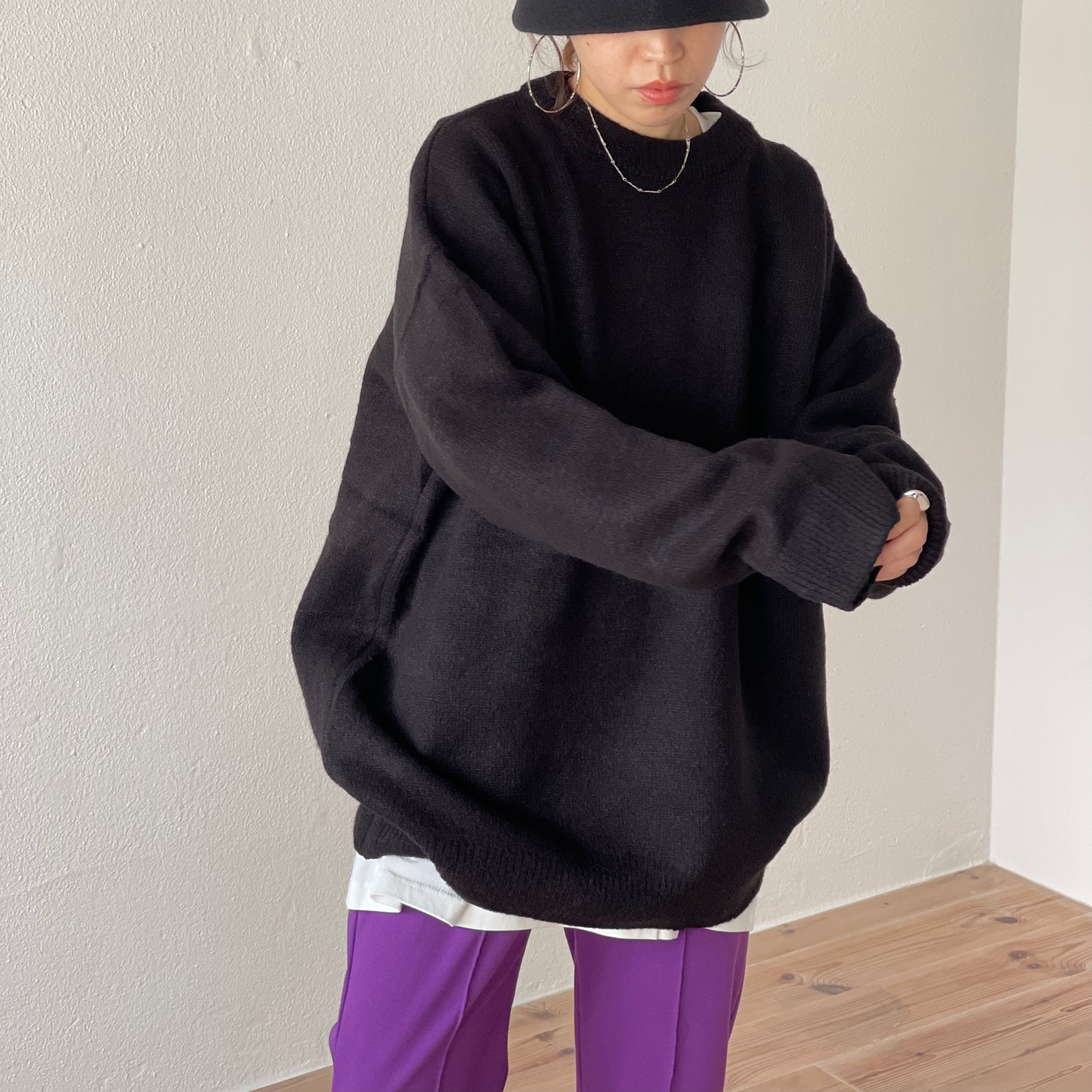 over size loose knit / black