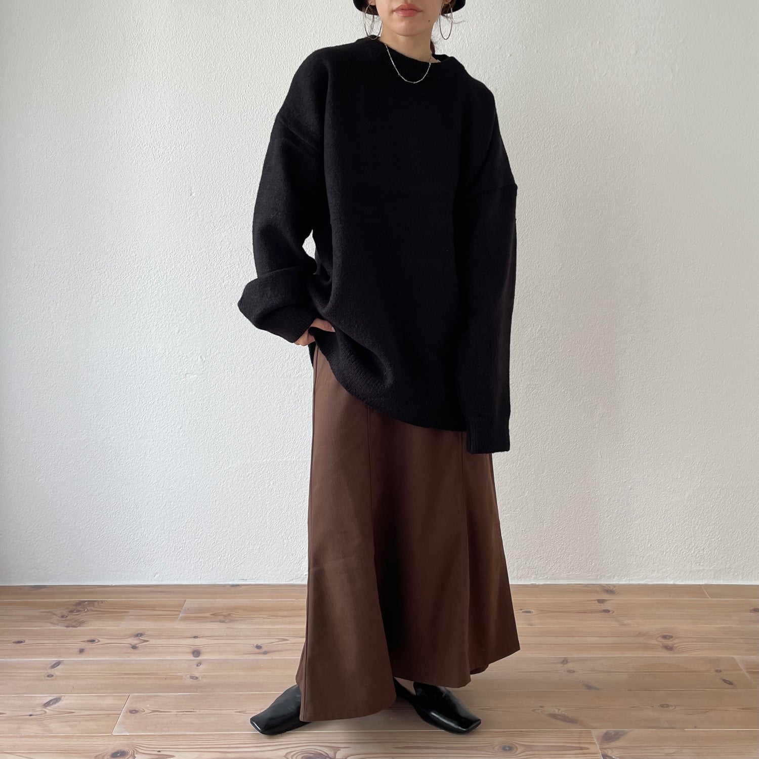 over size loose knit / black