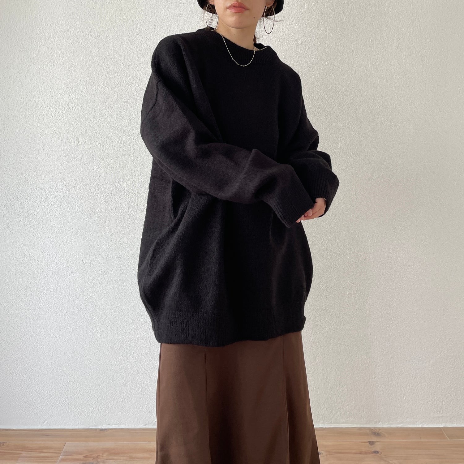 over size loose knit / black