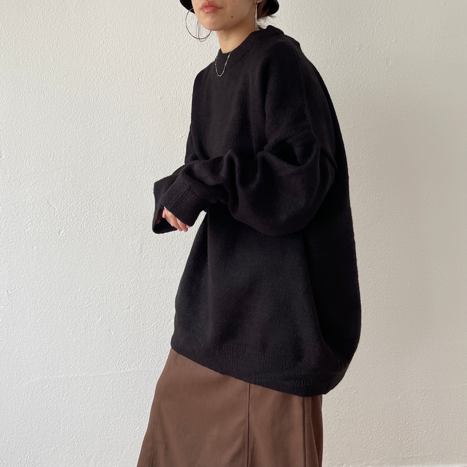 over size loose knit / black