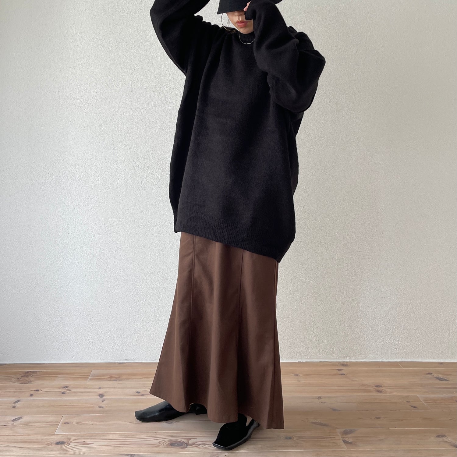 over size loose knit / black