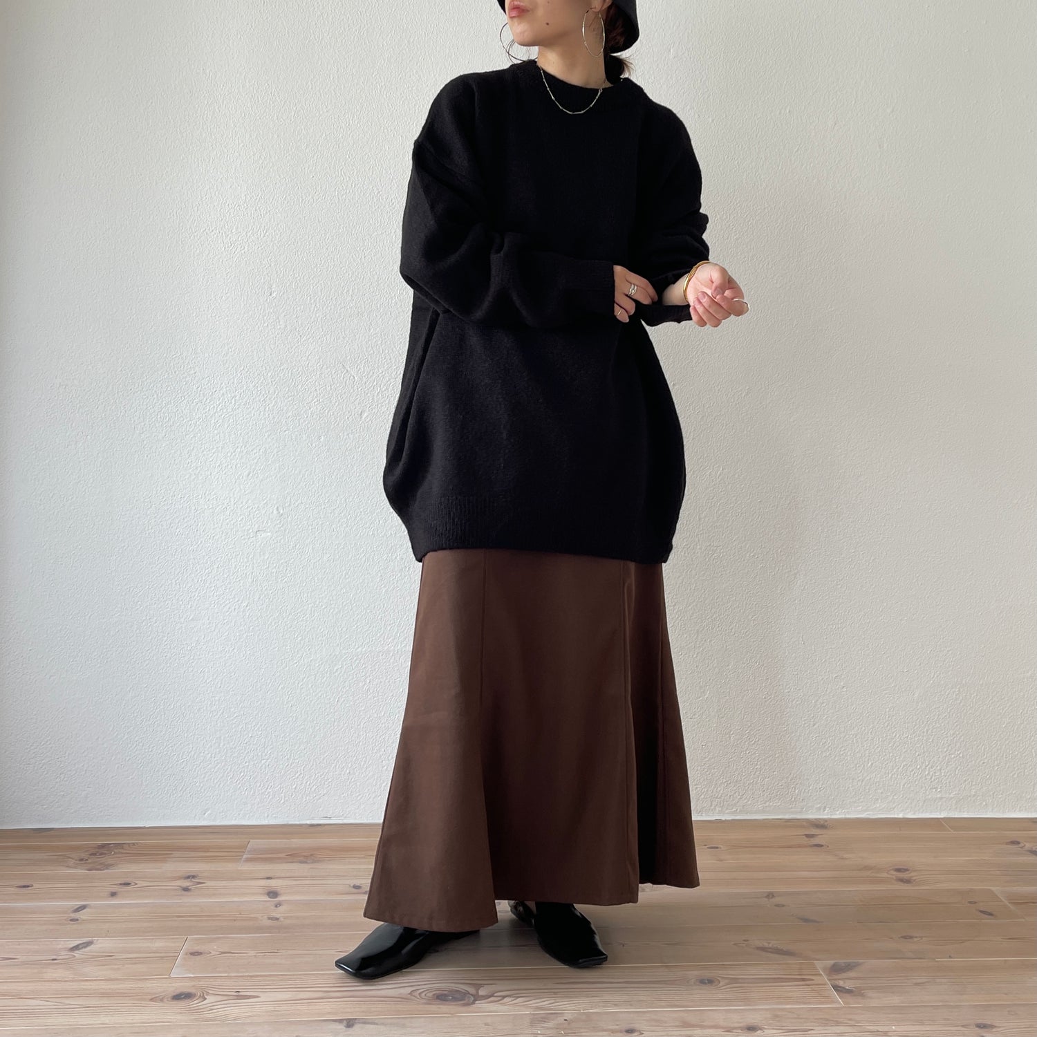 over size loose knit / black