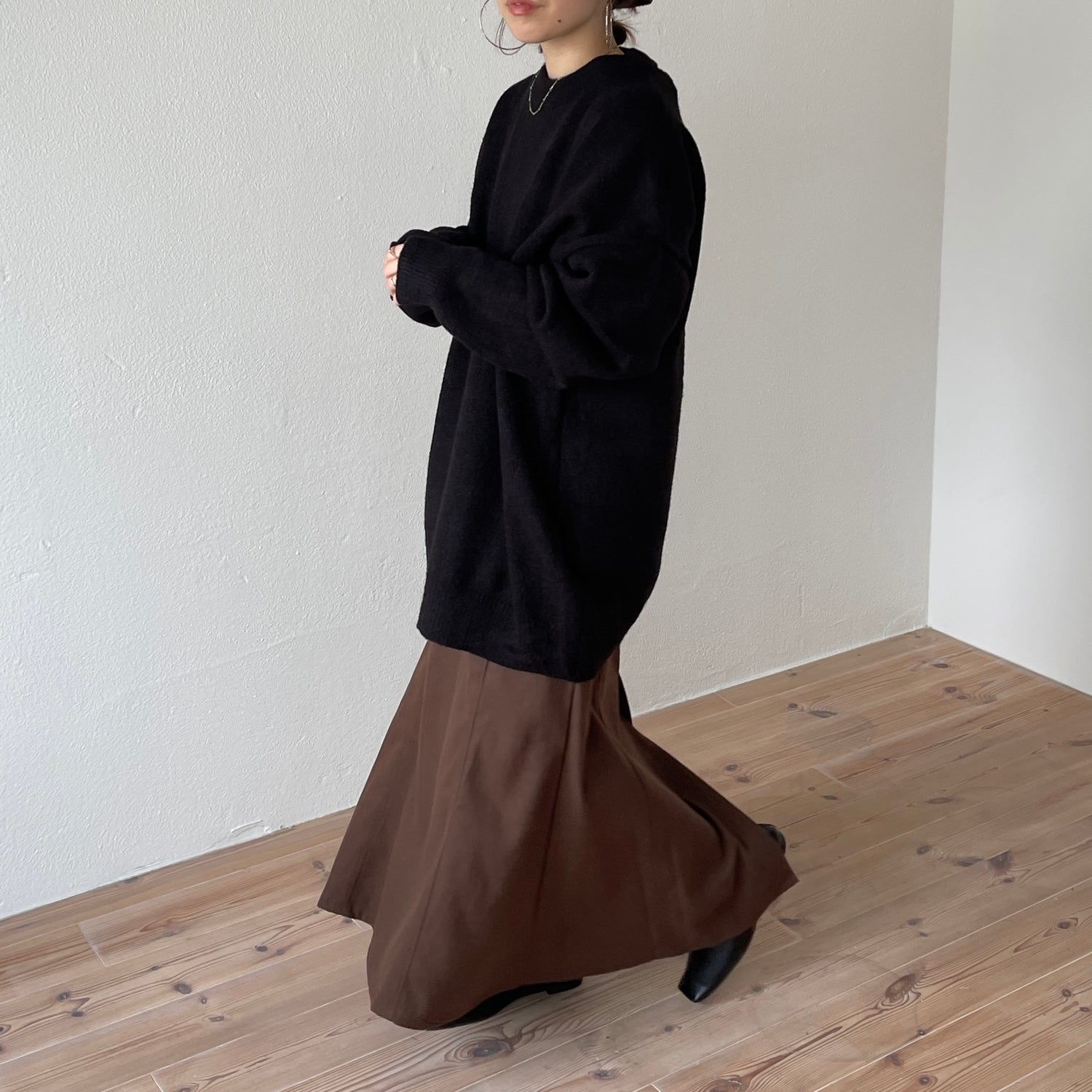 over size loose knit / black